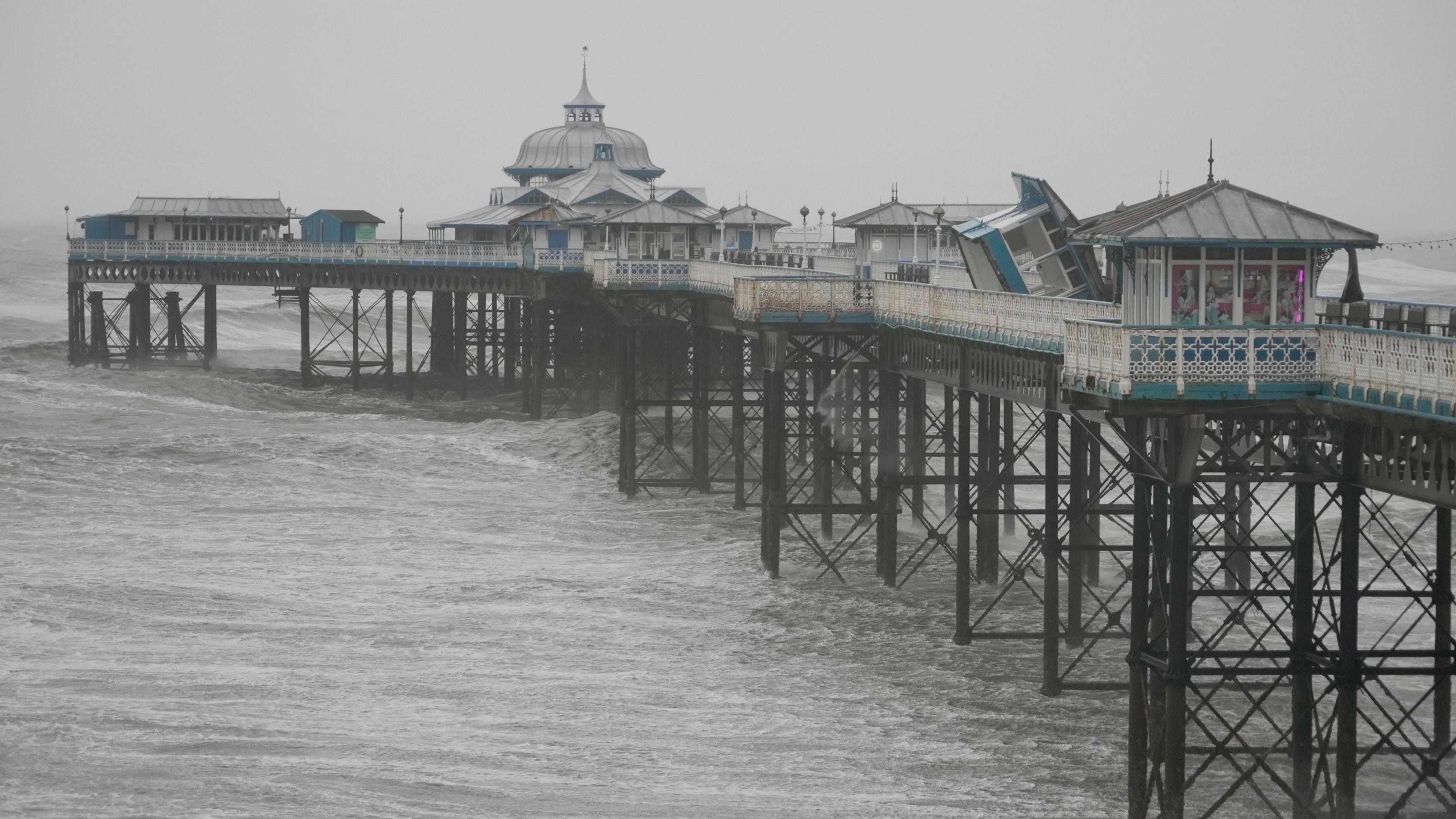 Storm damage to Llandudno pier 