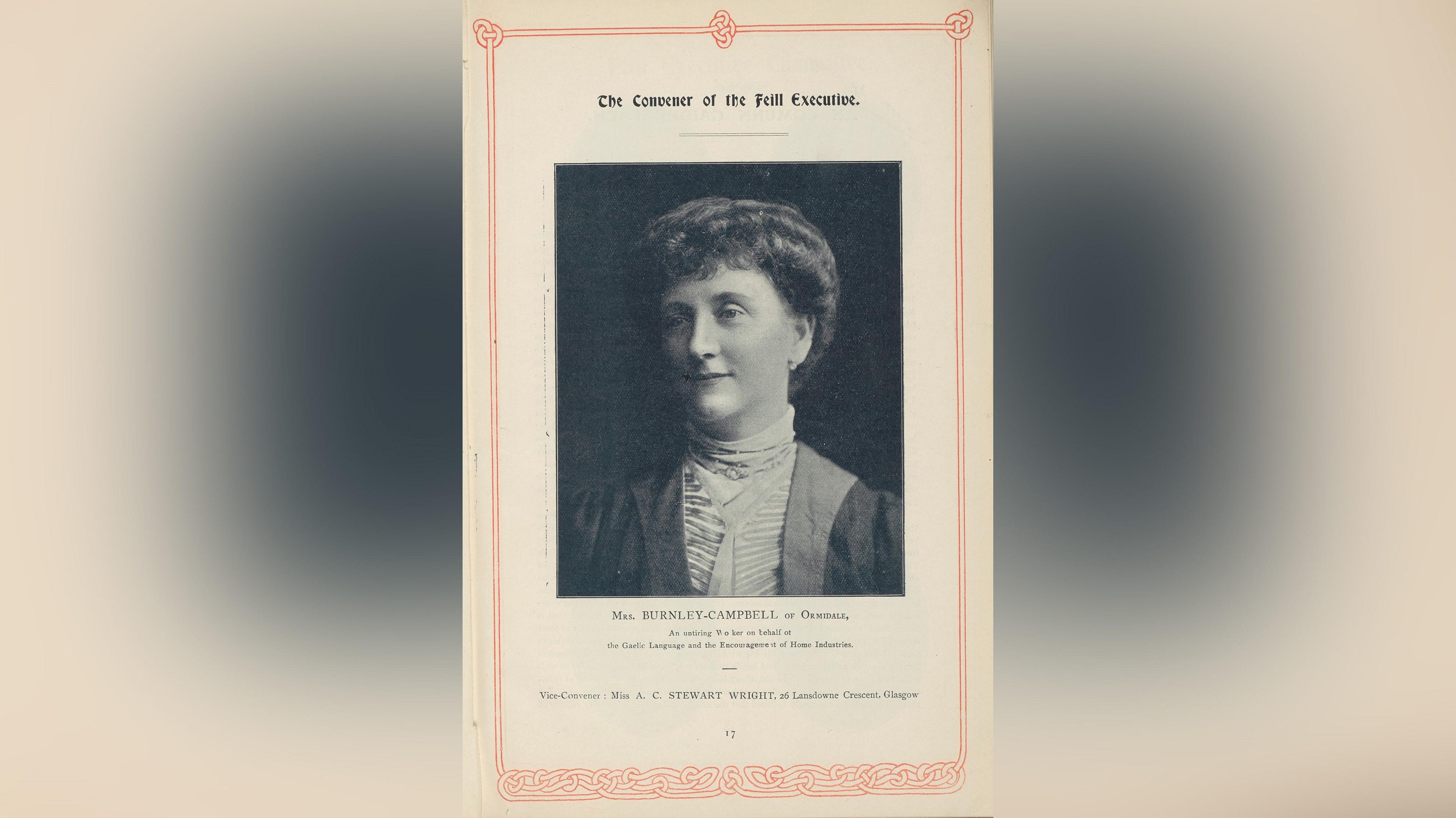Duilleag bho leabhran Fèill a' Chomuinn Ghàidhealaich ann an Glaschu ann an 1907