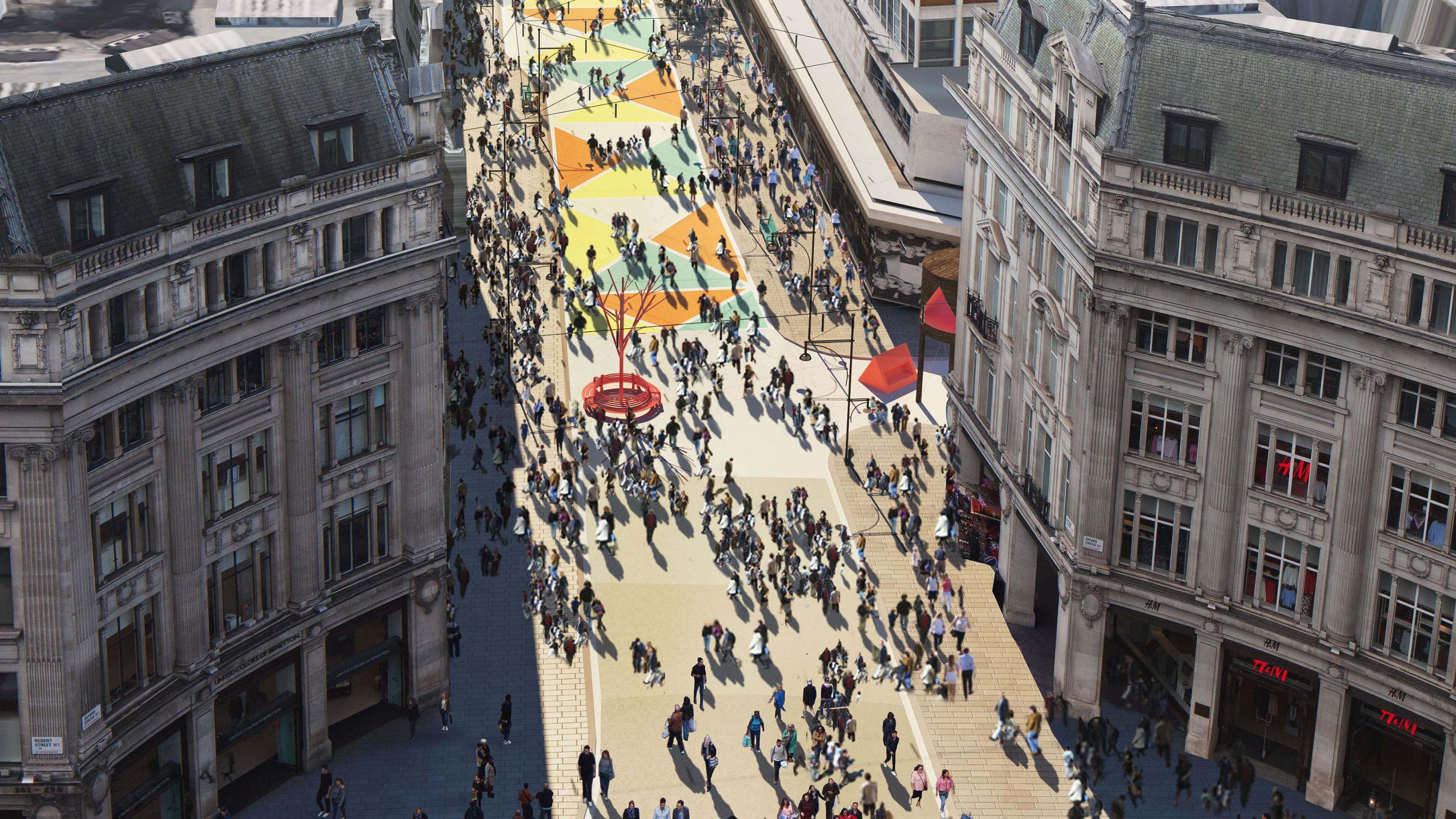 CGI of a pedestrianised Oxford Street 