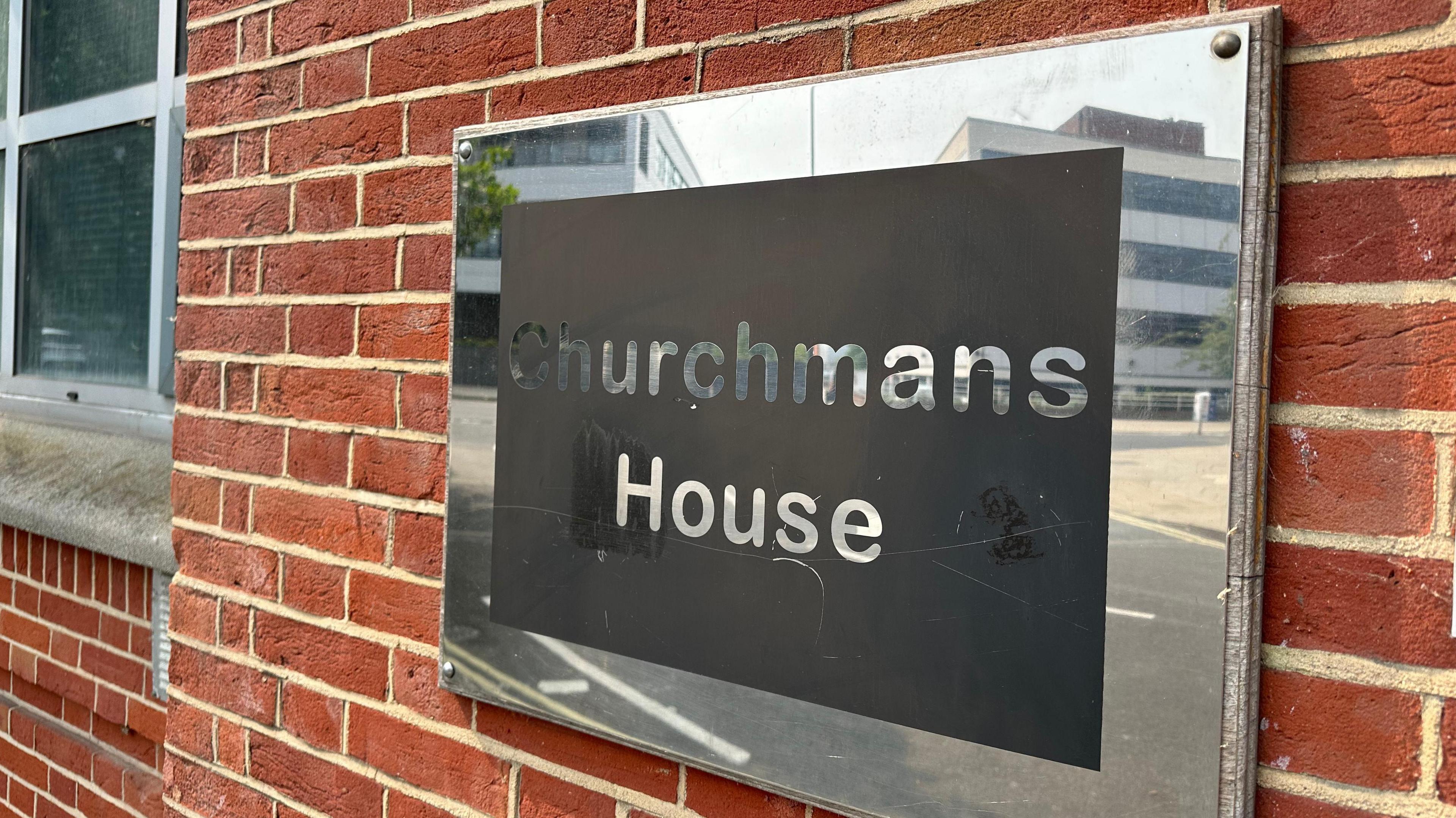 The sign for Churchmans House in Ipswich
