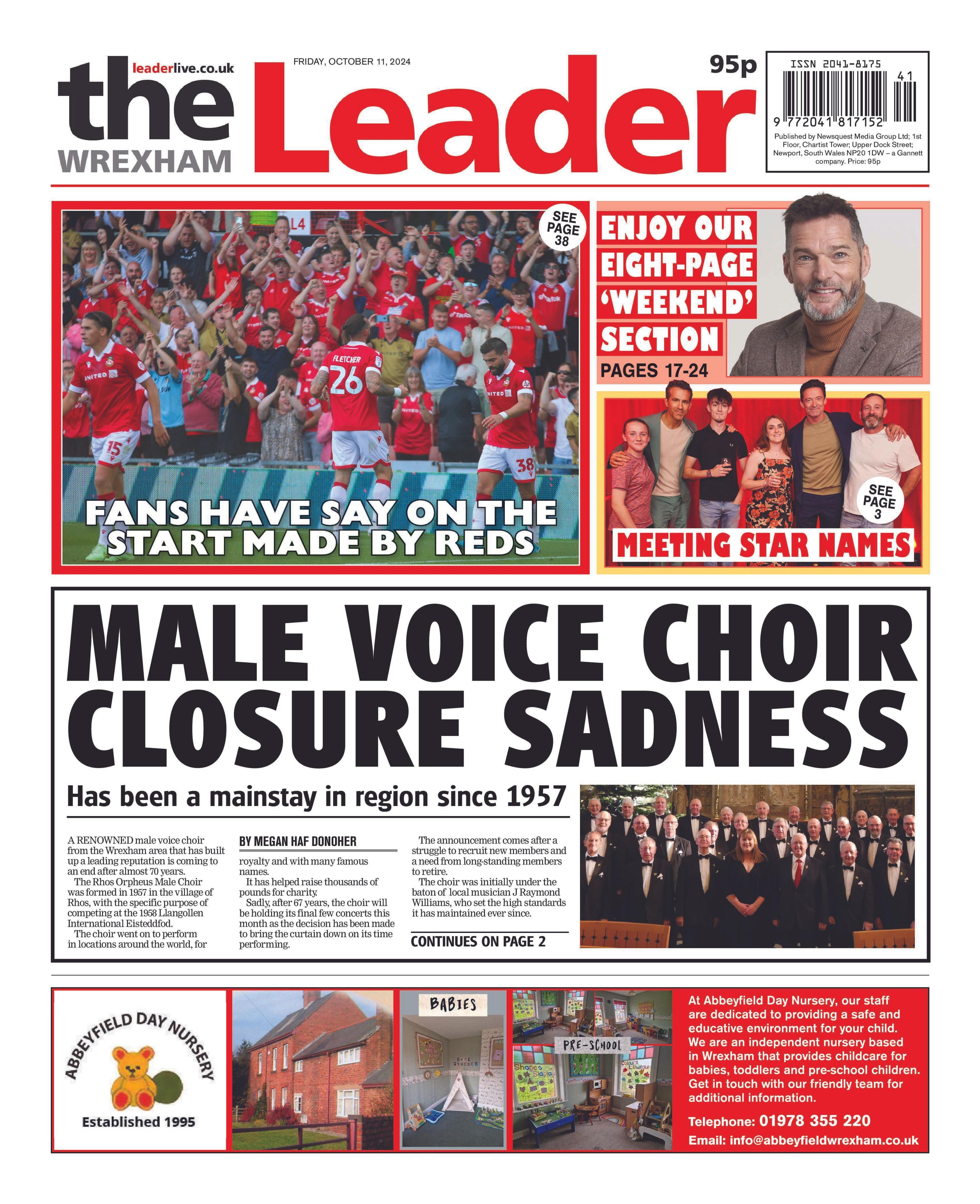 Front page of the Wrexham Leader