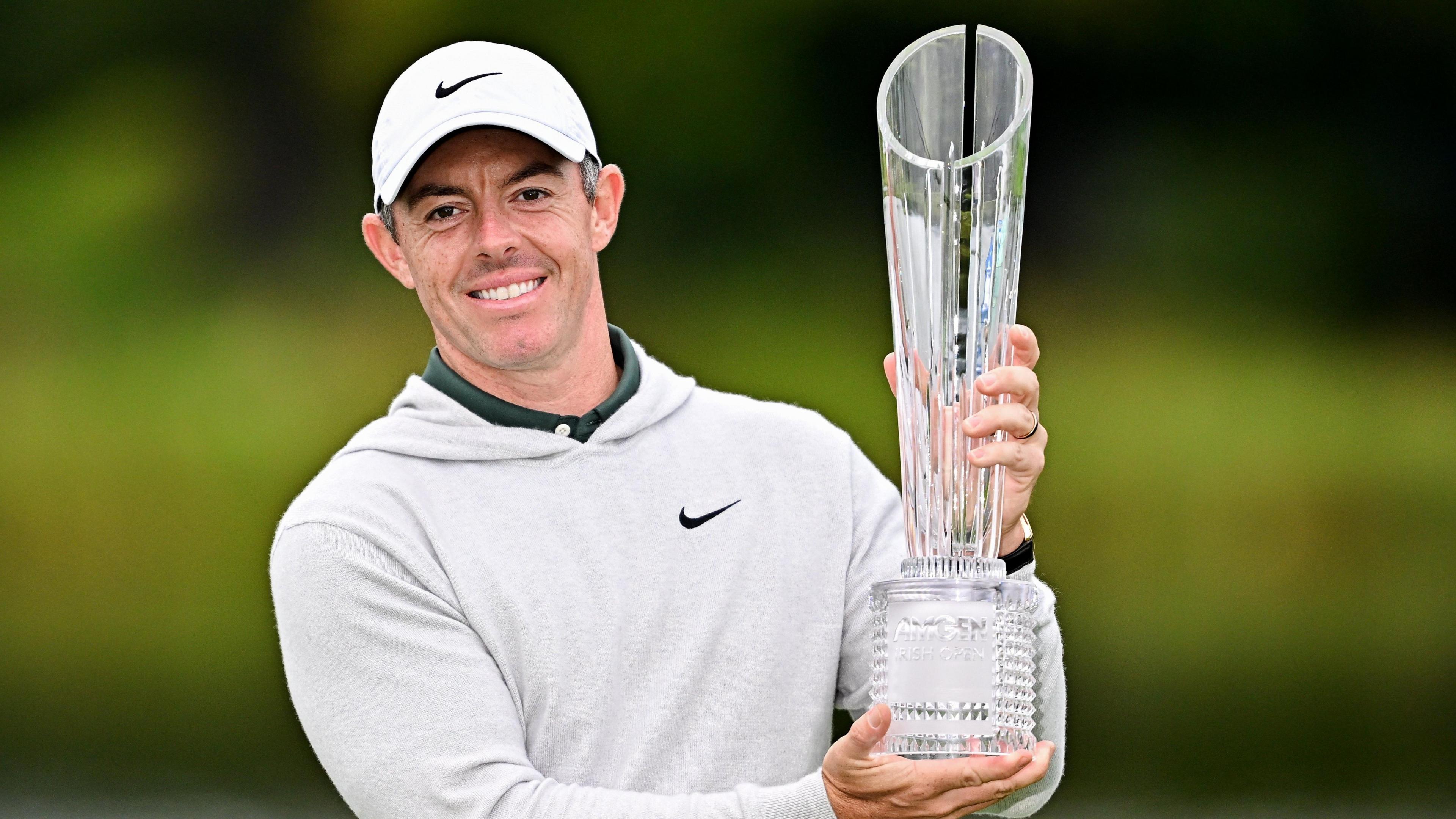 Rory Mcilroy poses with the Irish Open trophy