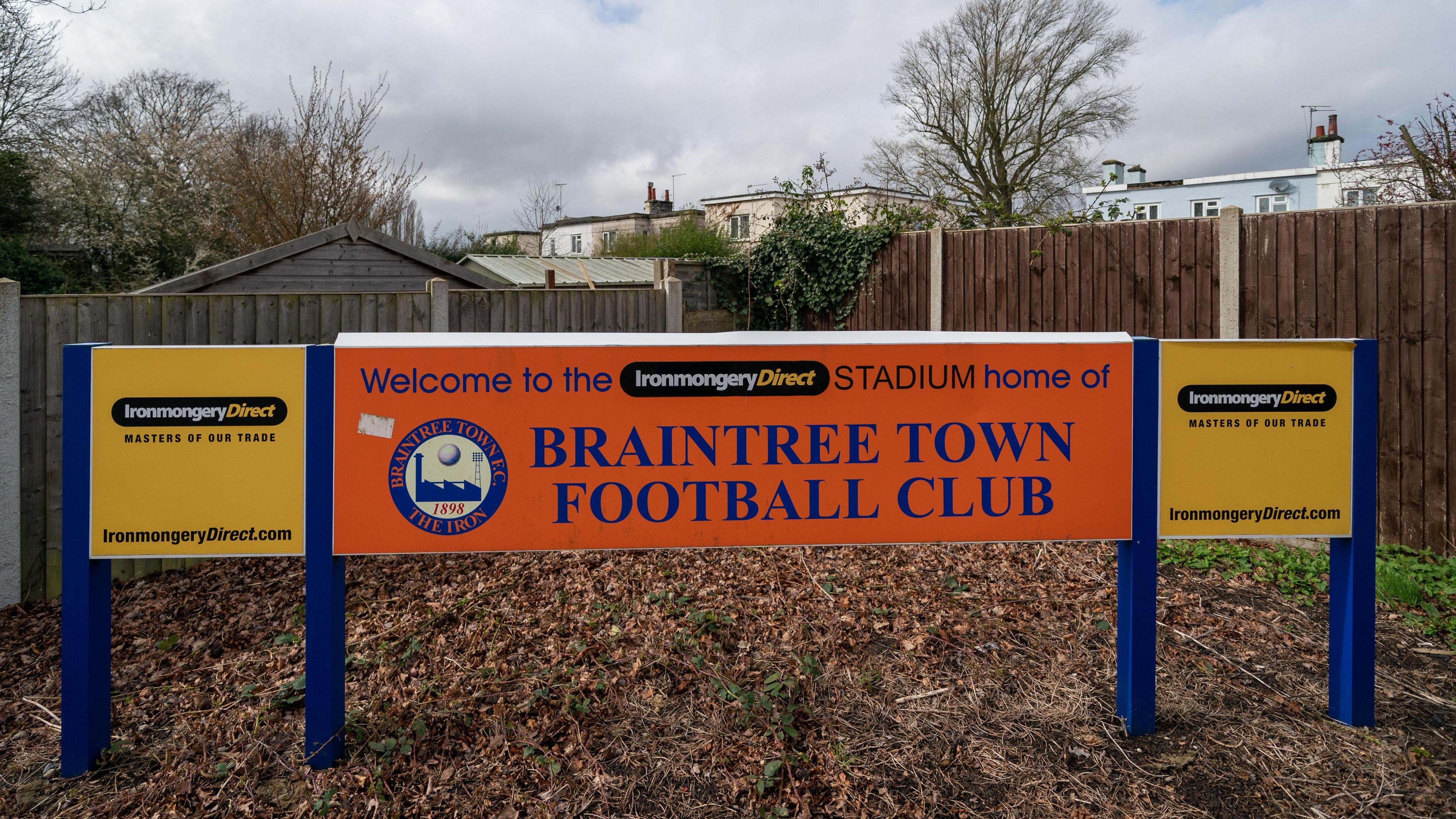 A sign outside Braintree Town's ground 