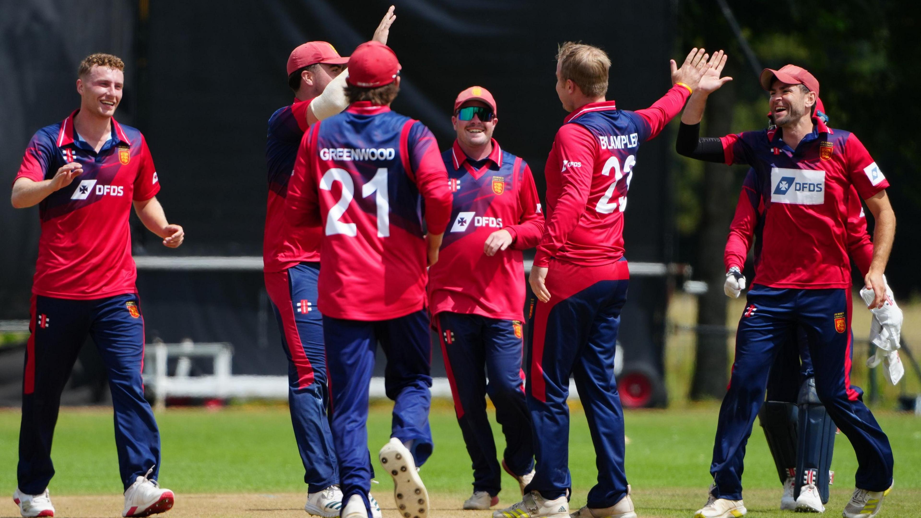 Jersey celebrate a wicket