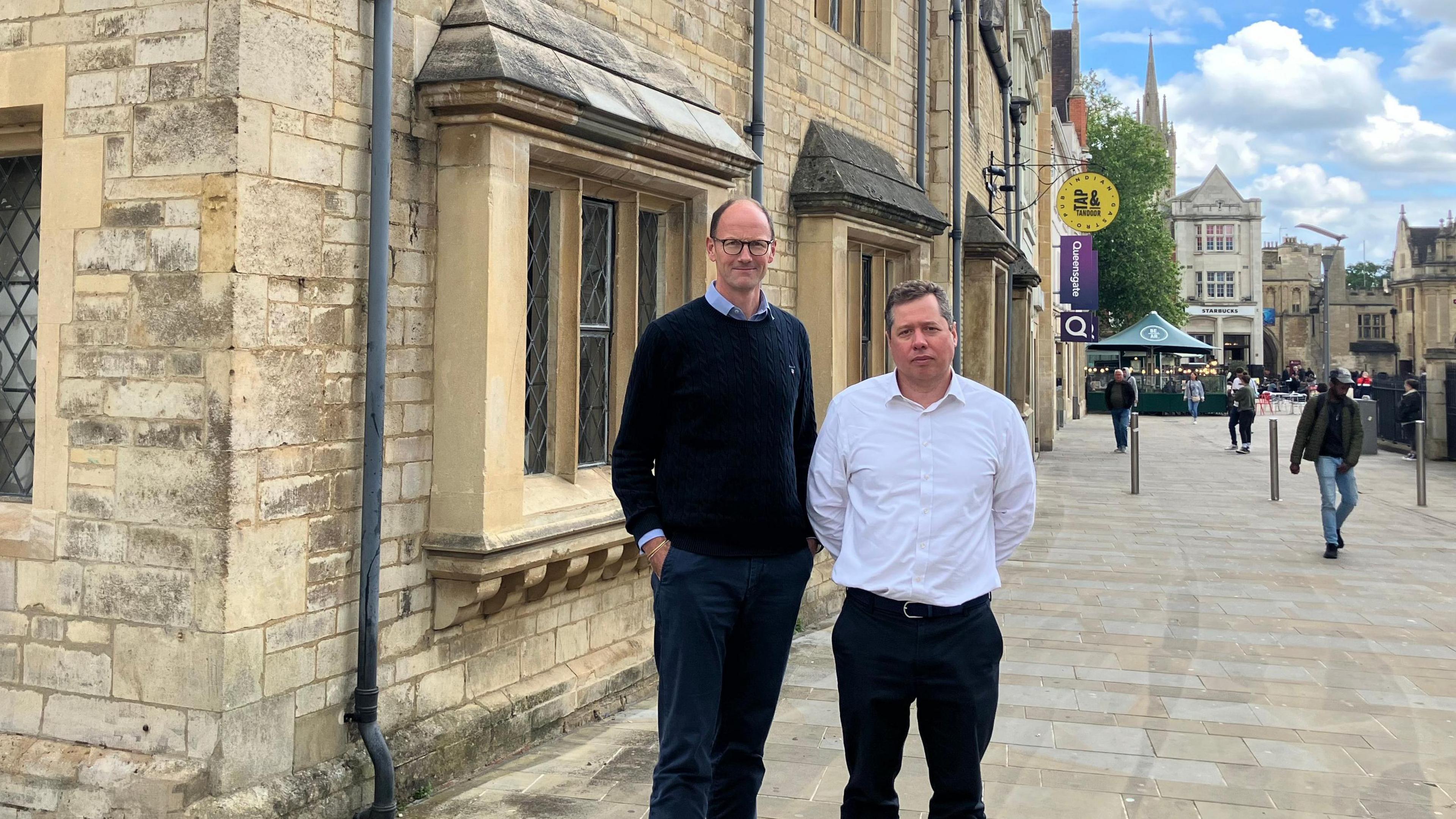 Rory Morrison and Ed Ginn standing outside Queensagte