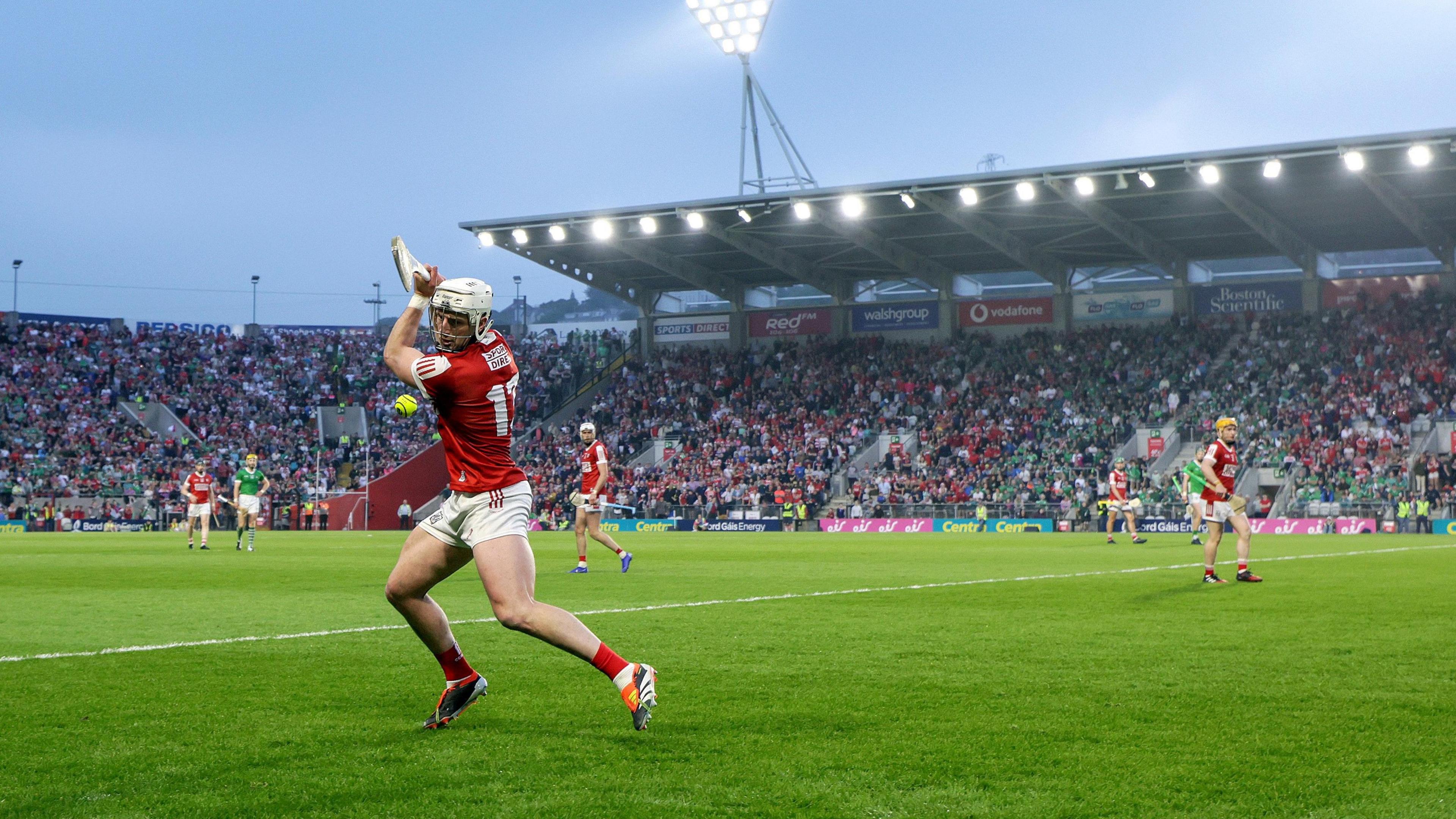 Patrick Horgan scores a point against Limerick