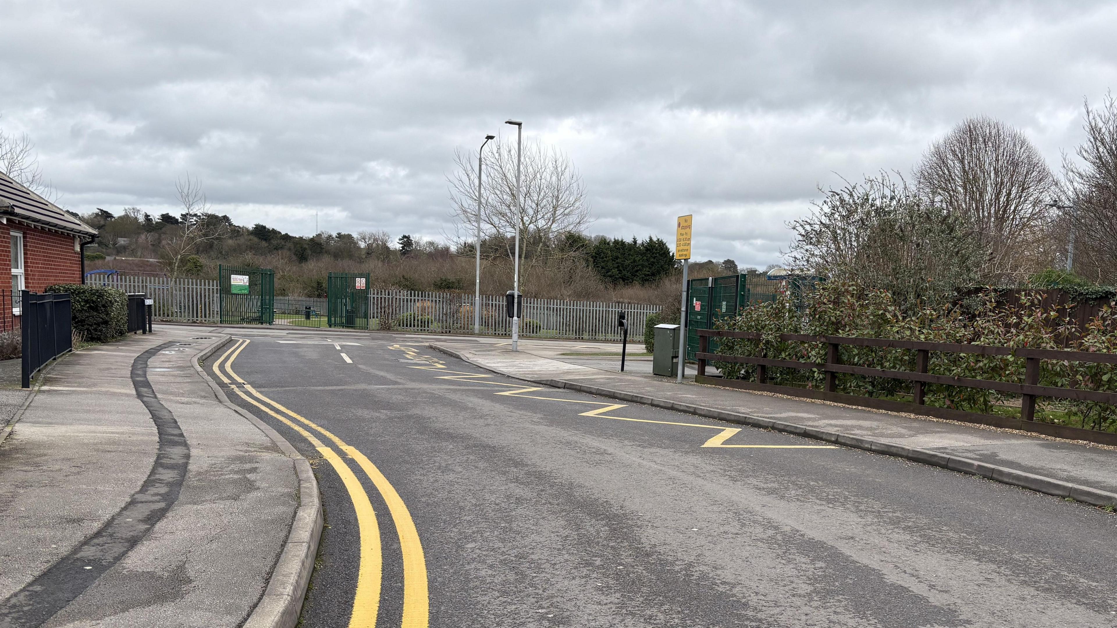 an image of double yellow lines that have been extended next to Barnby Road Academy in Newark