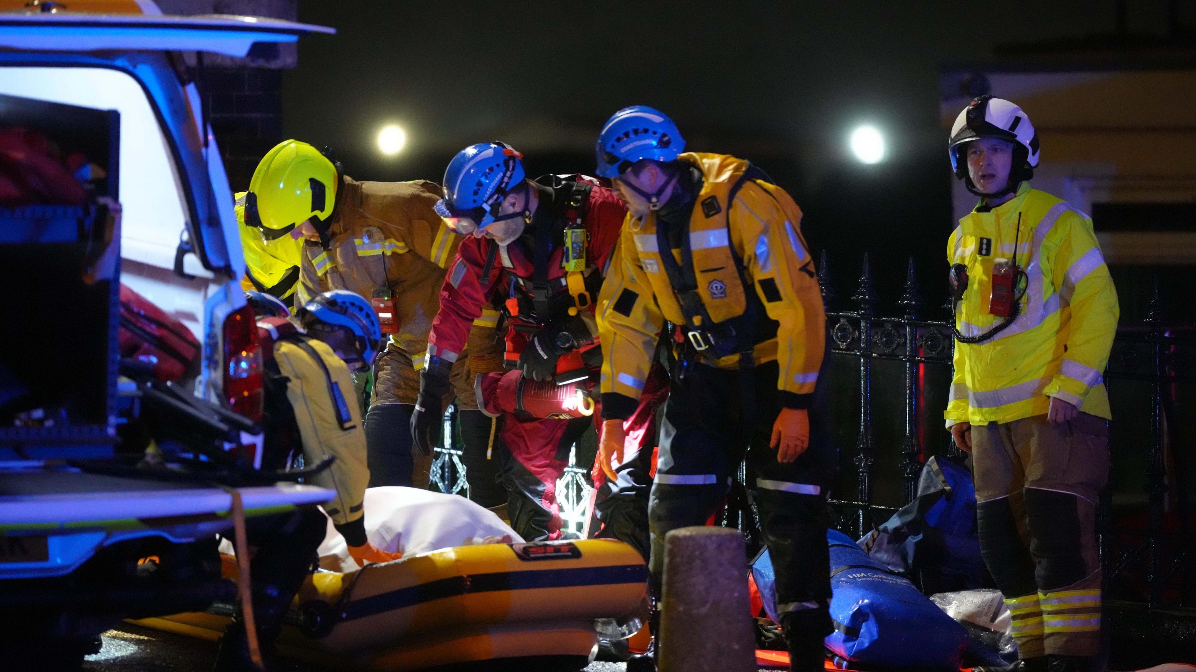 Emergency crews at the scene of flooding in Littlehampton