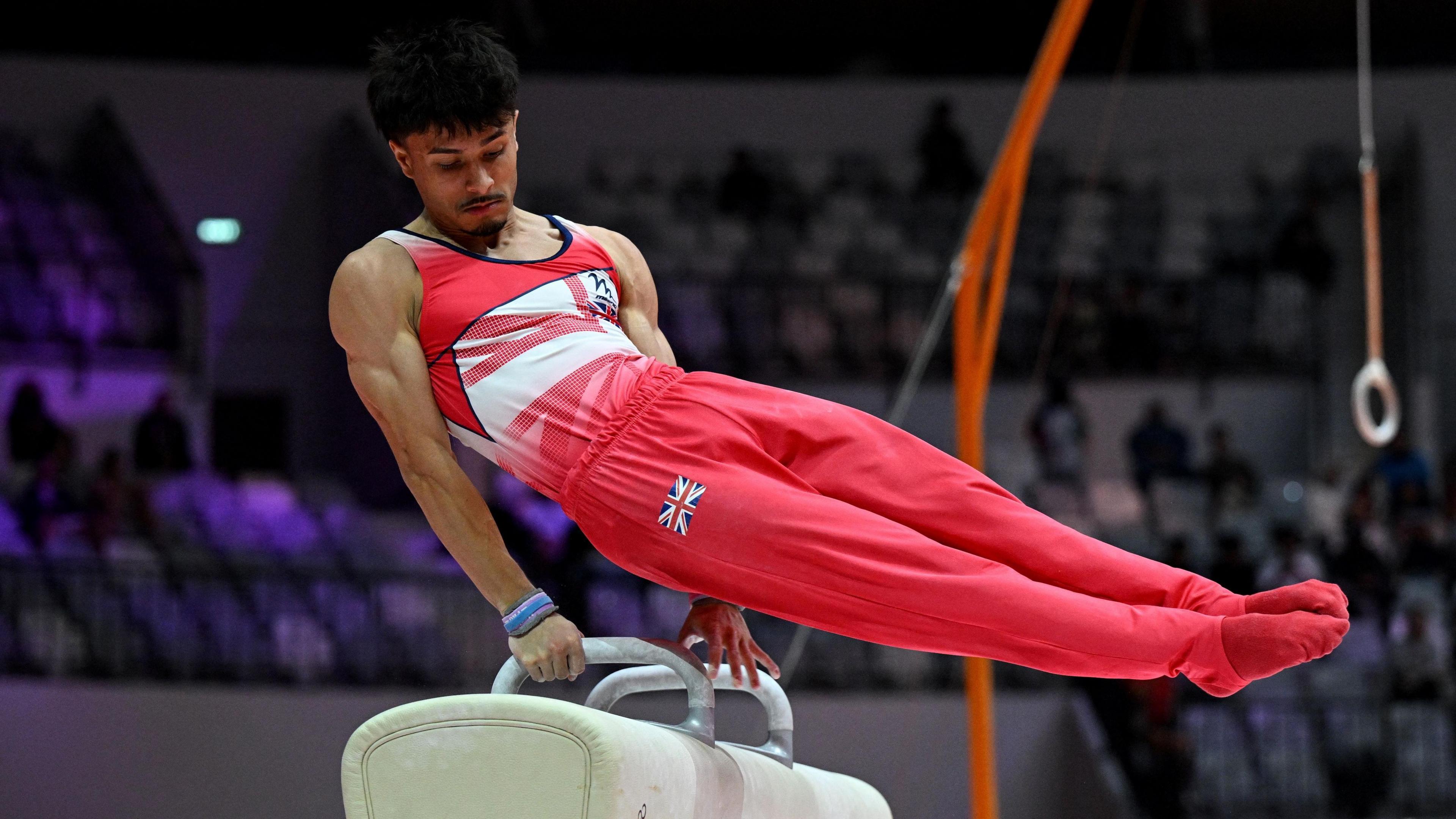 Jake Jarman on a pommel horse