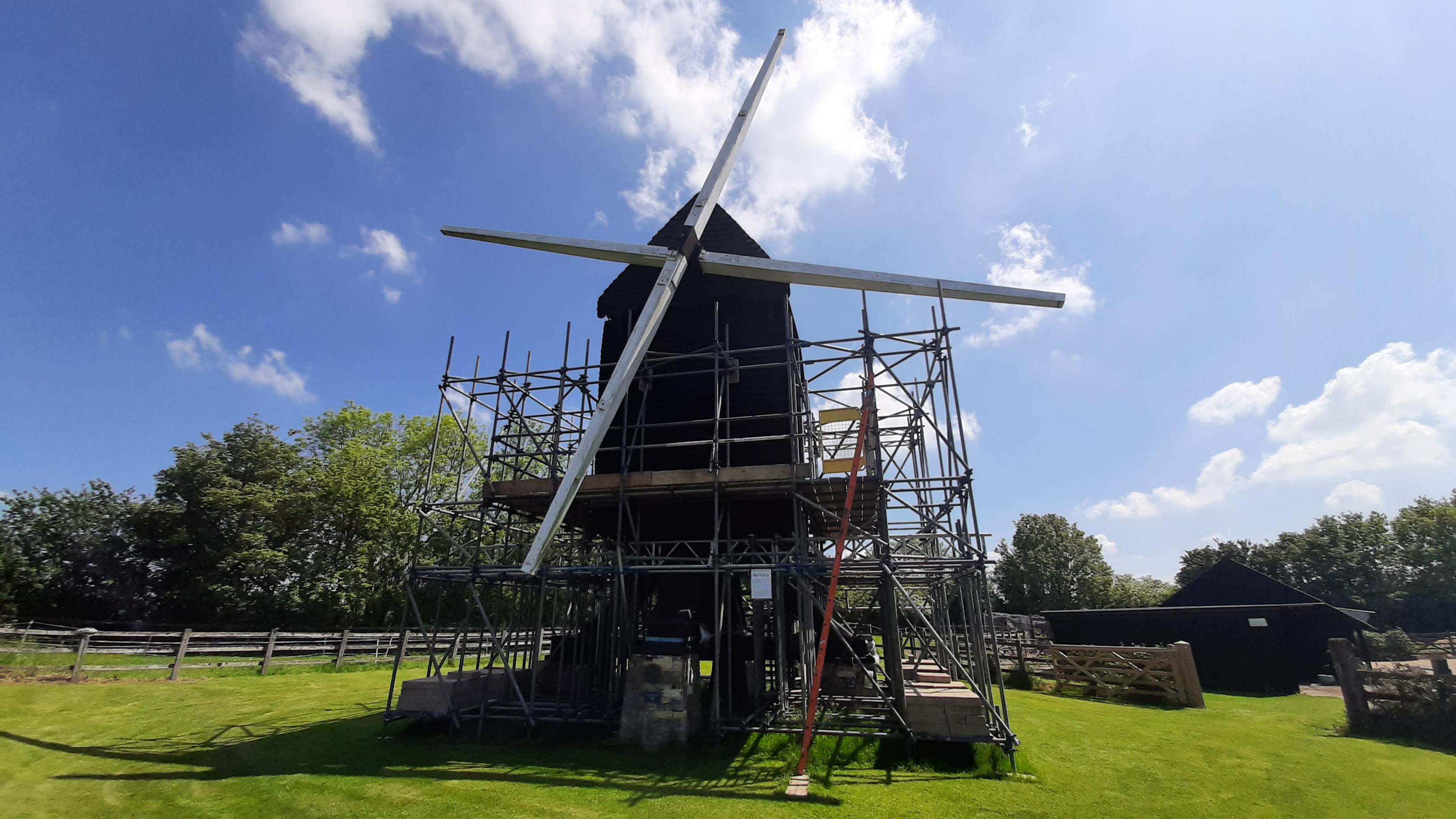 Bourn Windmill during restoration