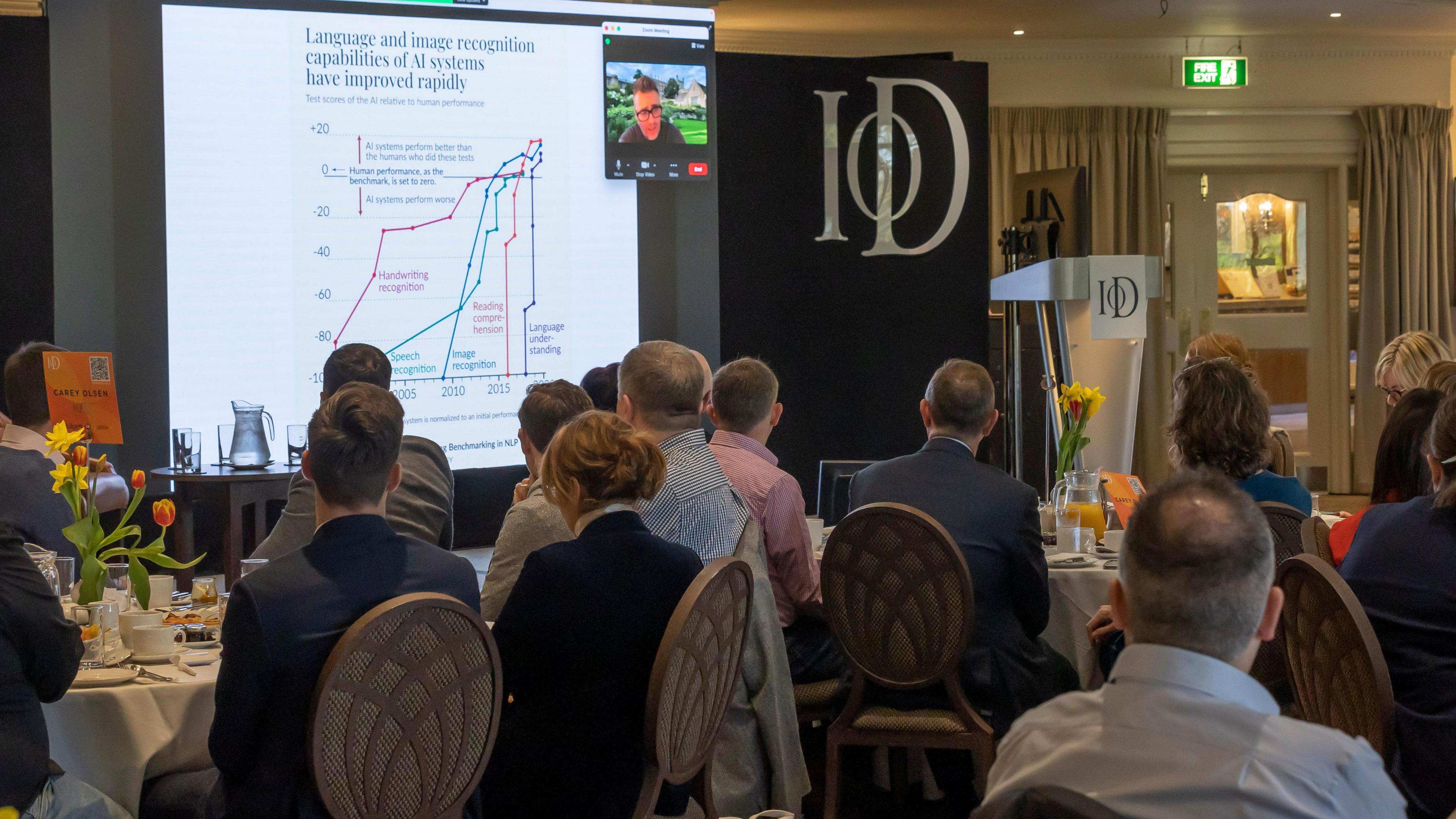 Members of the Institute of Directors in Guernsey watching a presentation