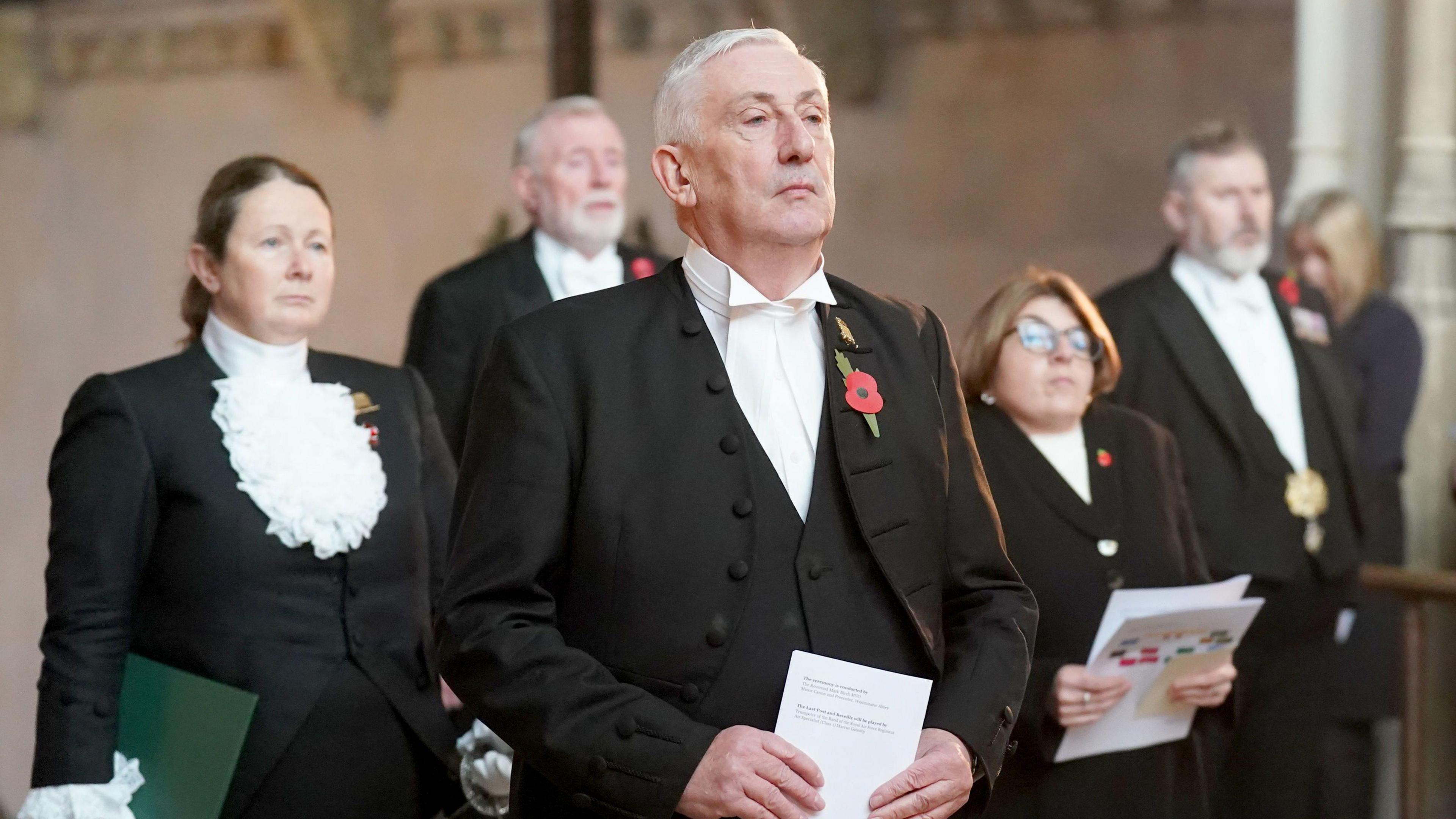 Speaker of the House of Commons Sir Lindsay Hoyle, during a ceremony to mark Armistice Day in Westminster Hall, London. 