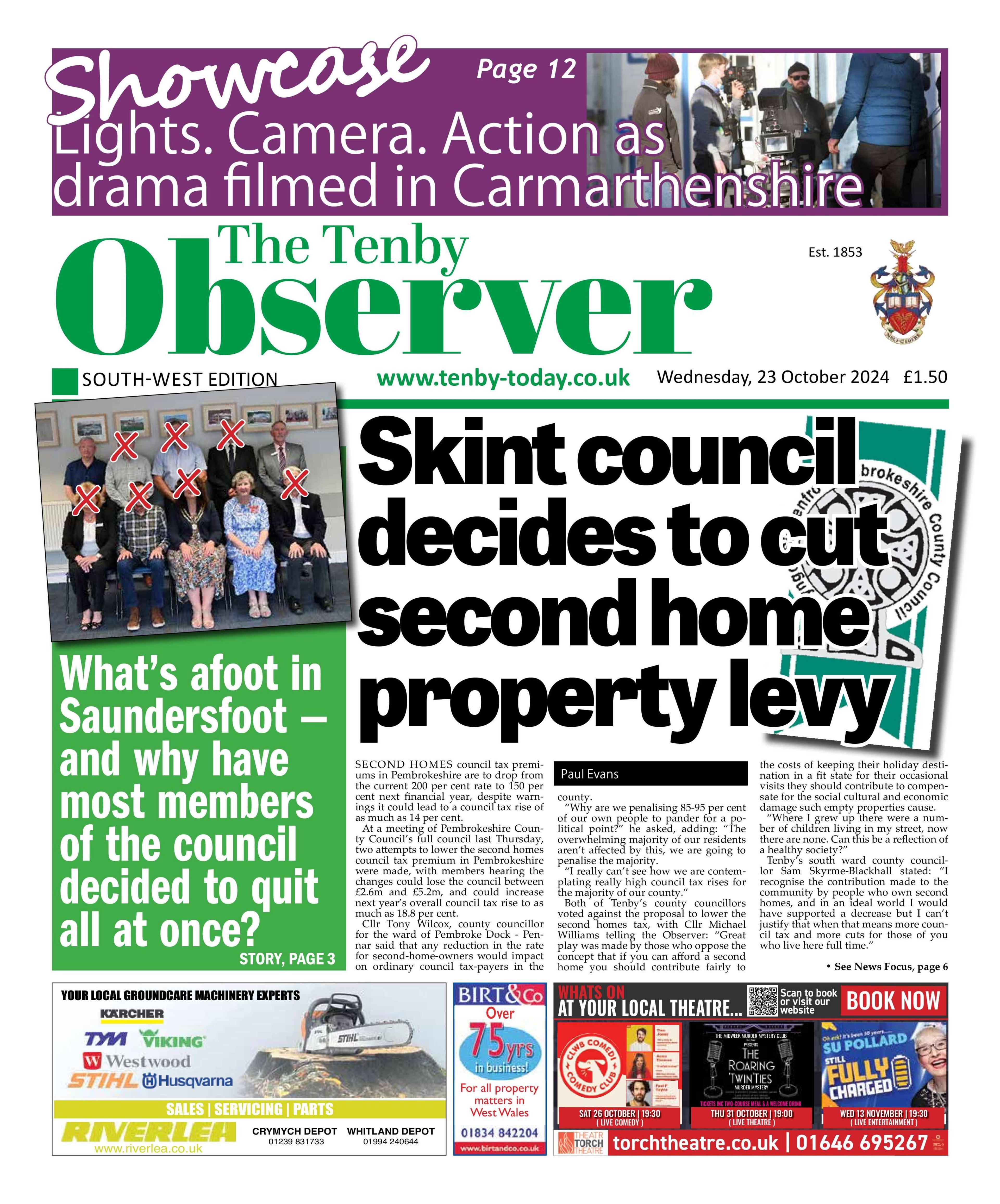 Tenby Observer front page