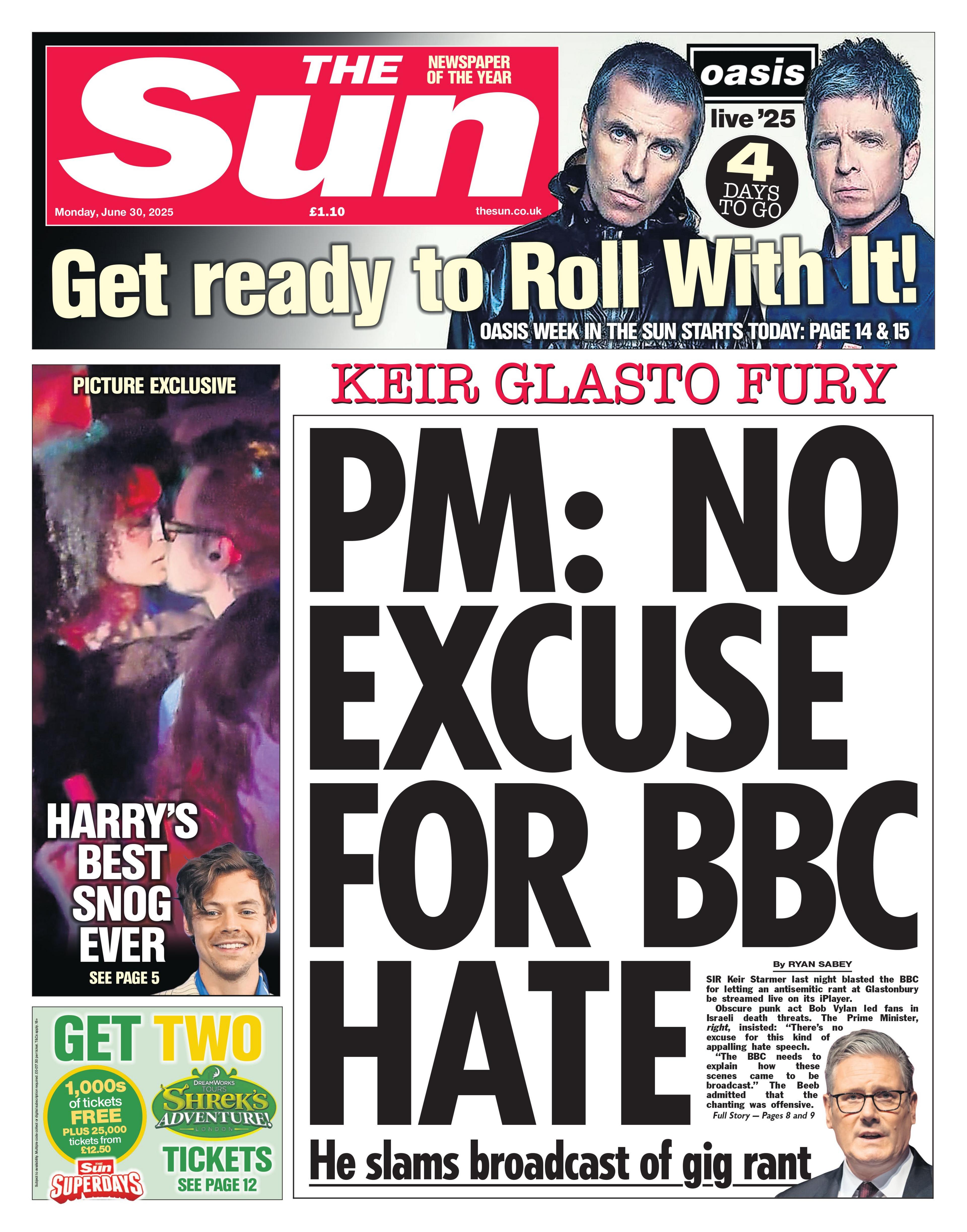 "PM: No excuse for BBC hate" reads the headline on the front page of The Sun.