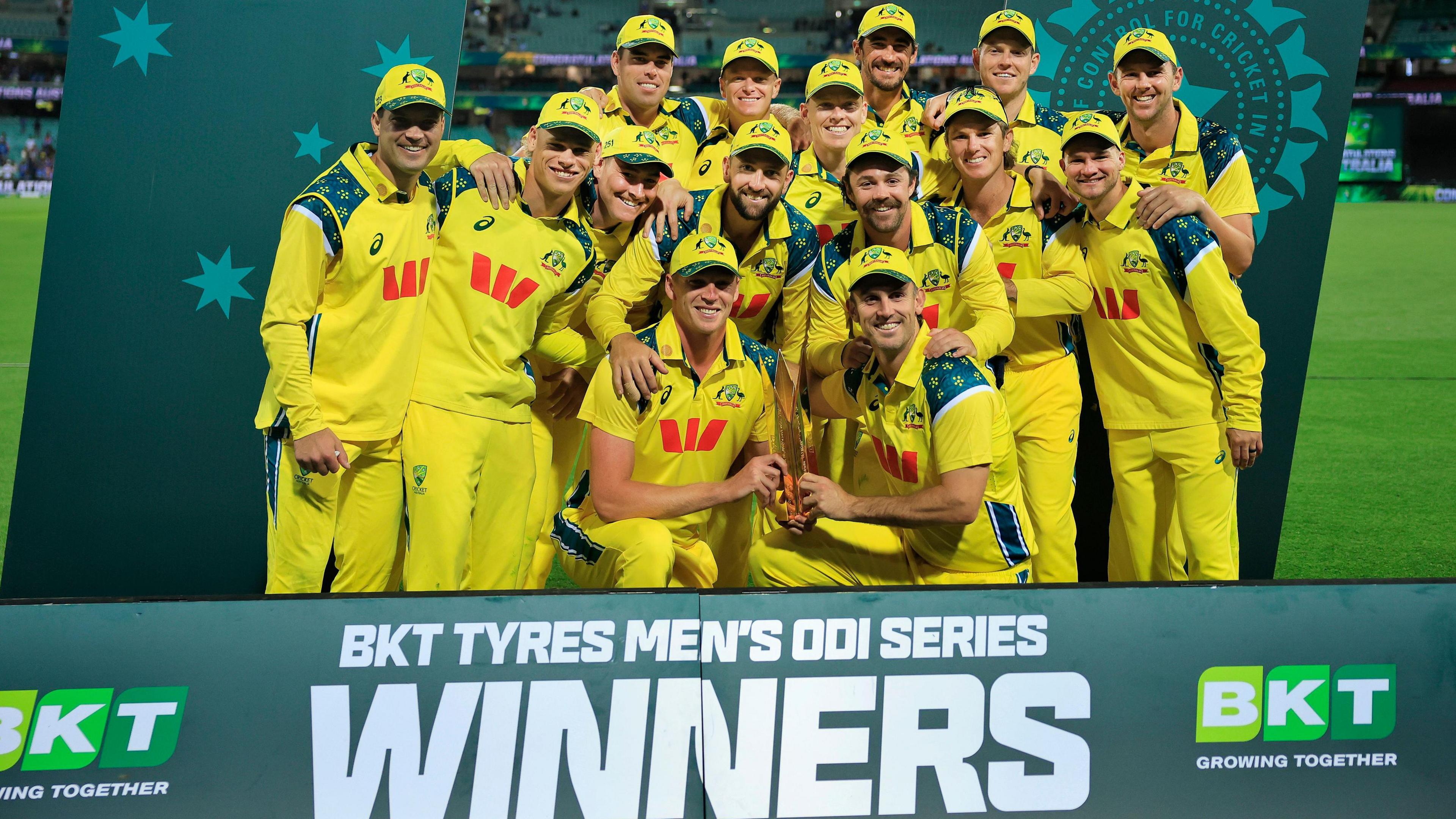 Australia with the ODI series trophy