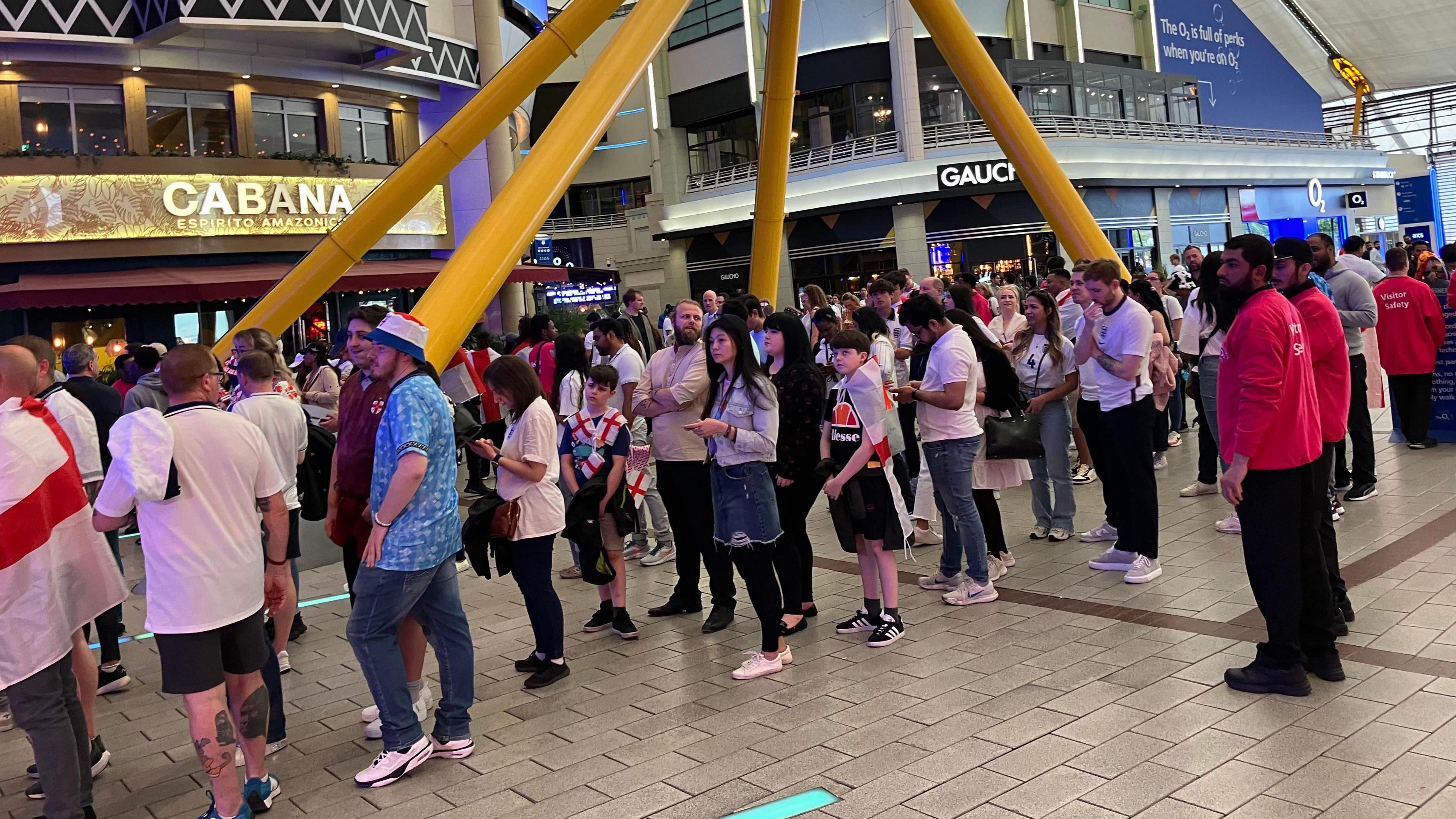 Fans queuing in the O2 arena