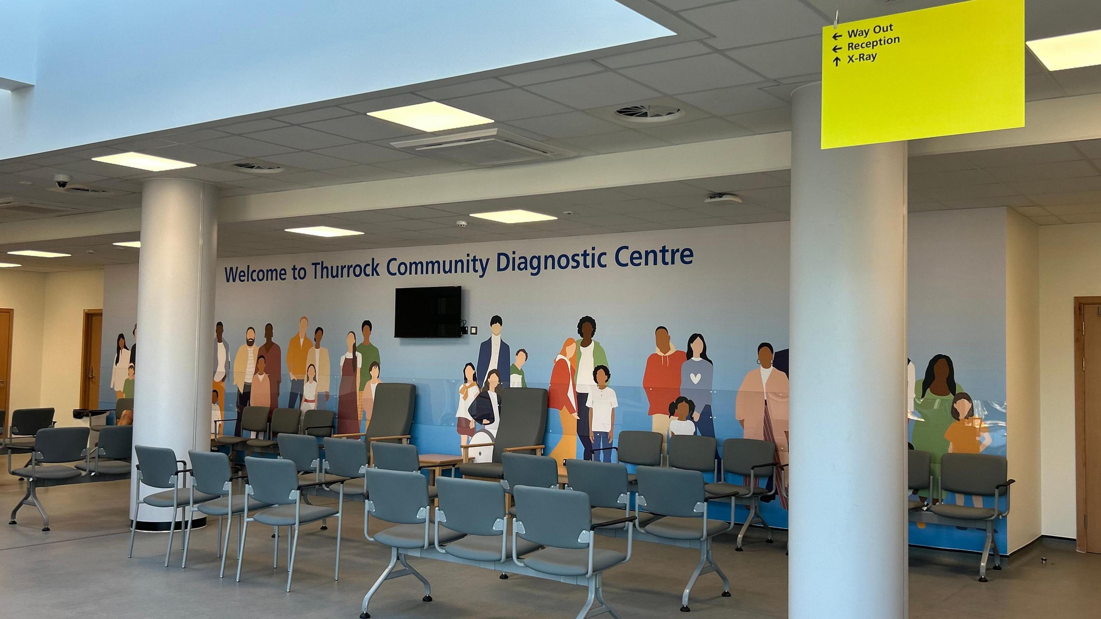 Inside the new CDC, showing a waiting room with chairs