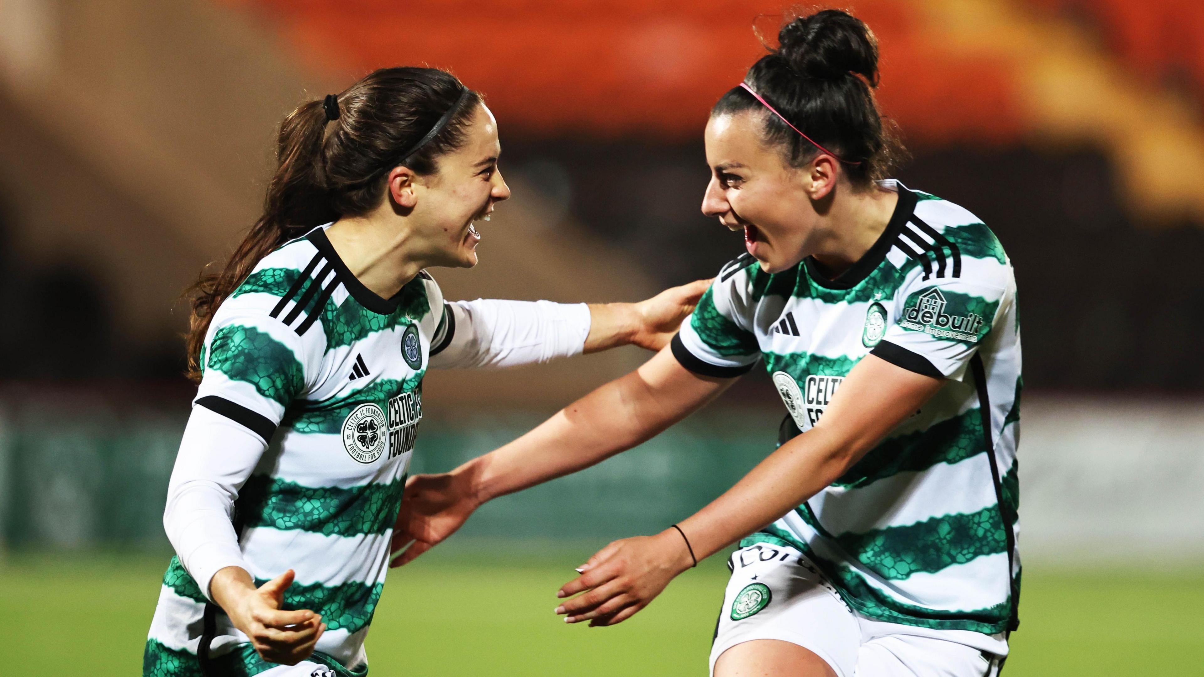 Celtic's Kit Loferski and Amy Gallacher