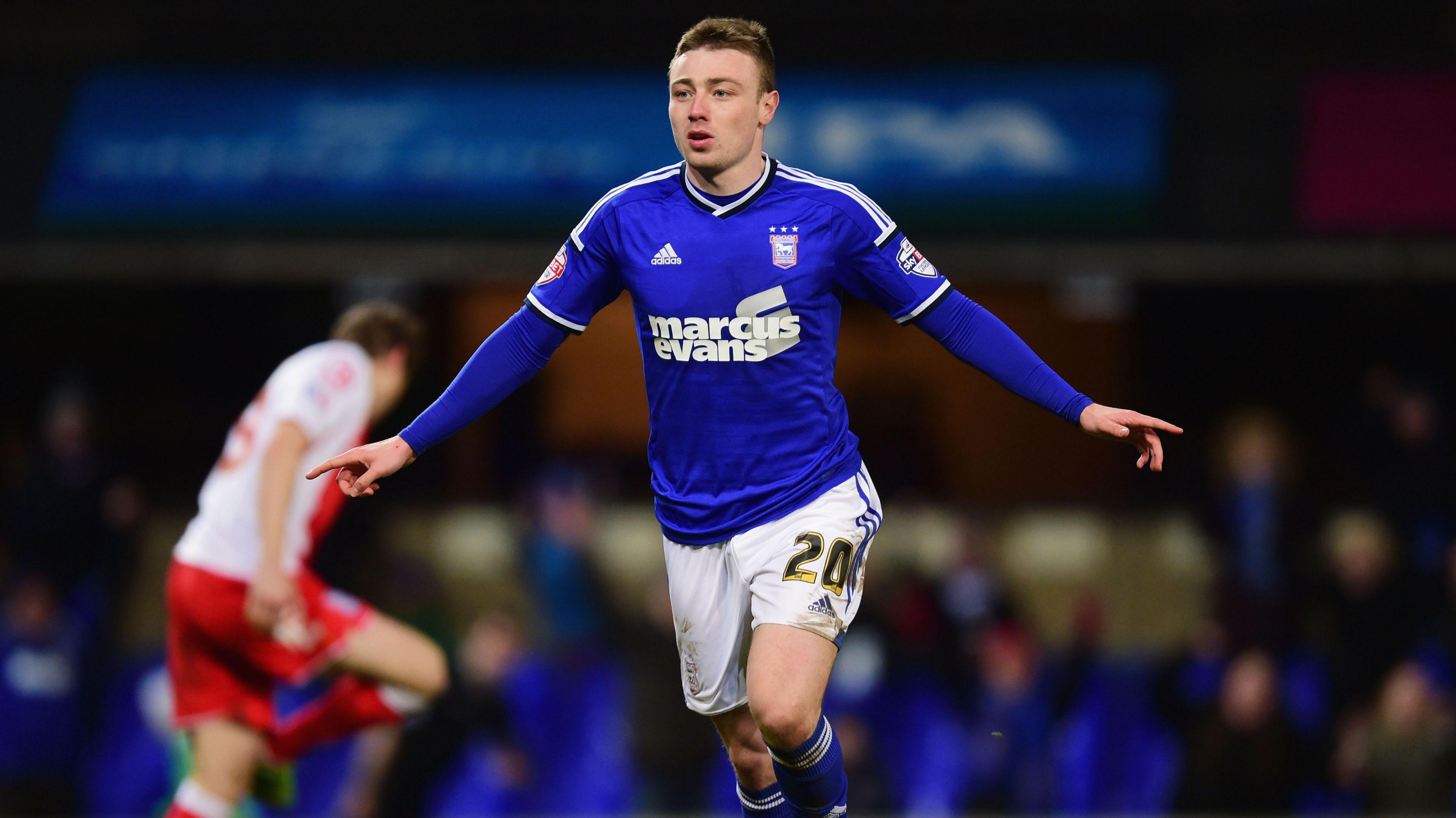 Freddie Sears celebrates a goal for Ipswich