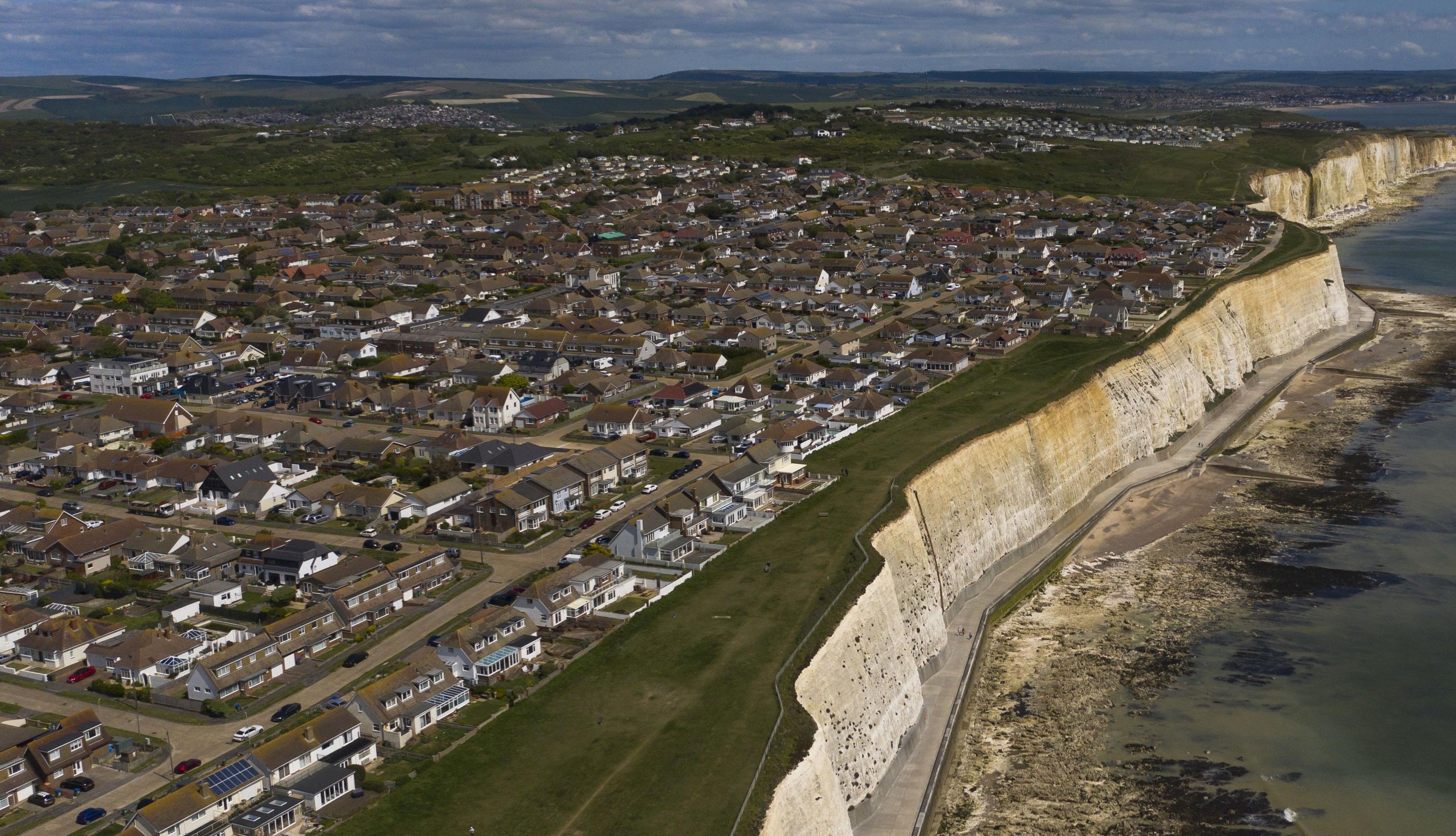 An aerial view of Peacehaven by the coast.