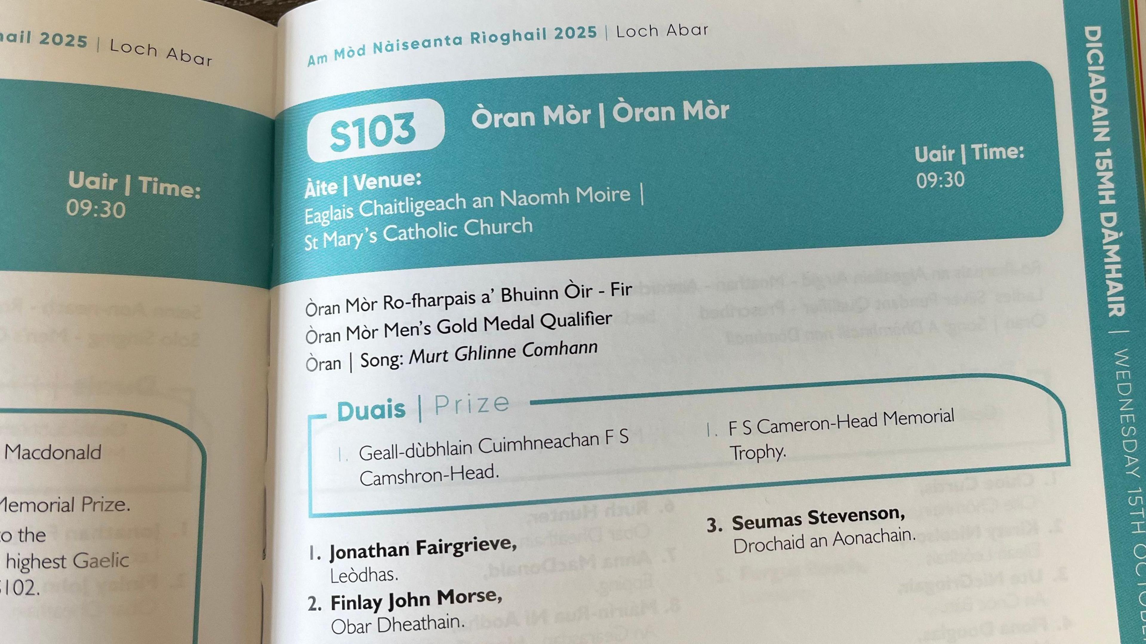 Duilleag à prògram Mòd 2025