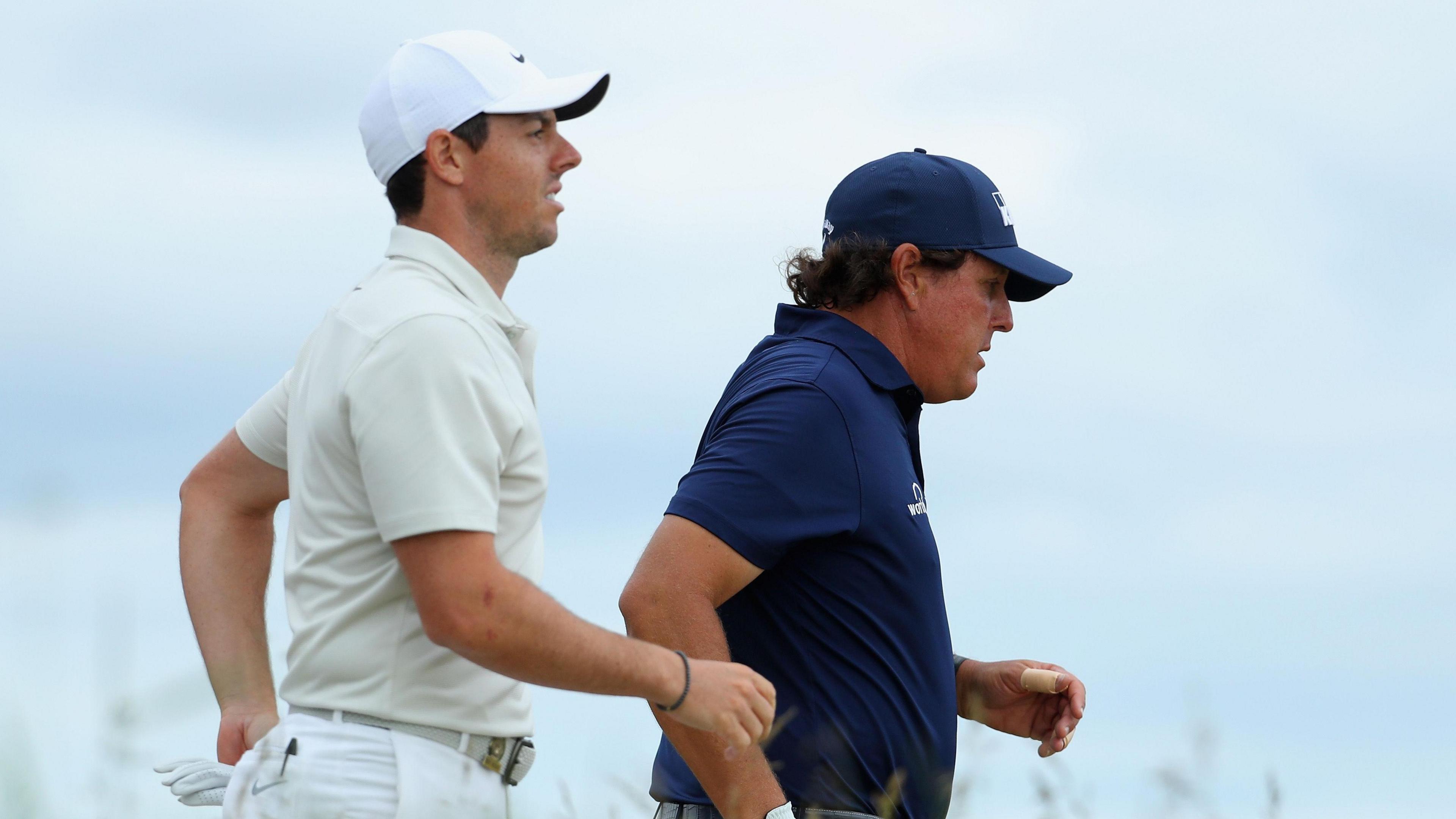 Rory McIlroy and Phil Mickelson pictured during the second round of the 2018 US Open