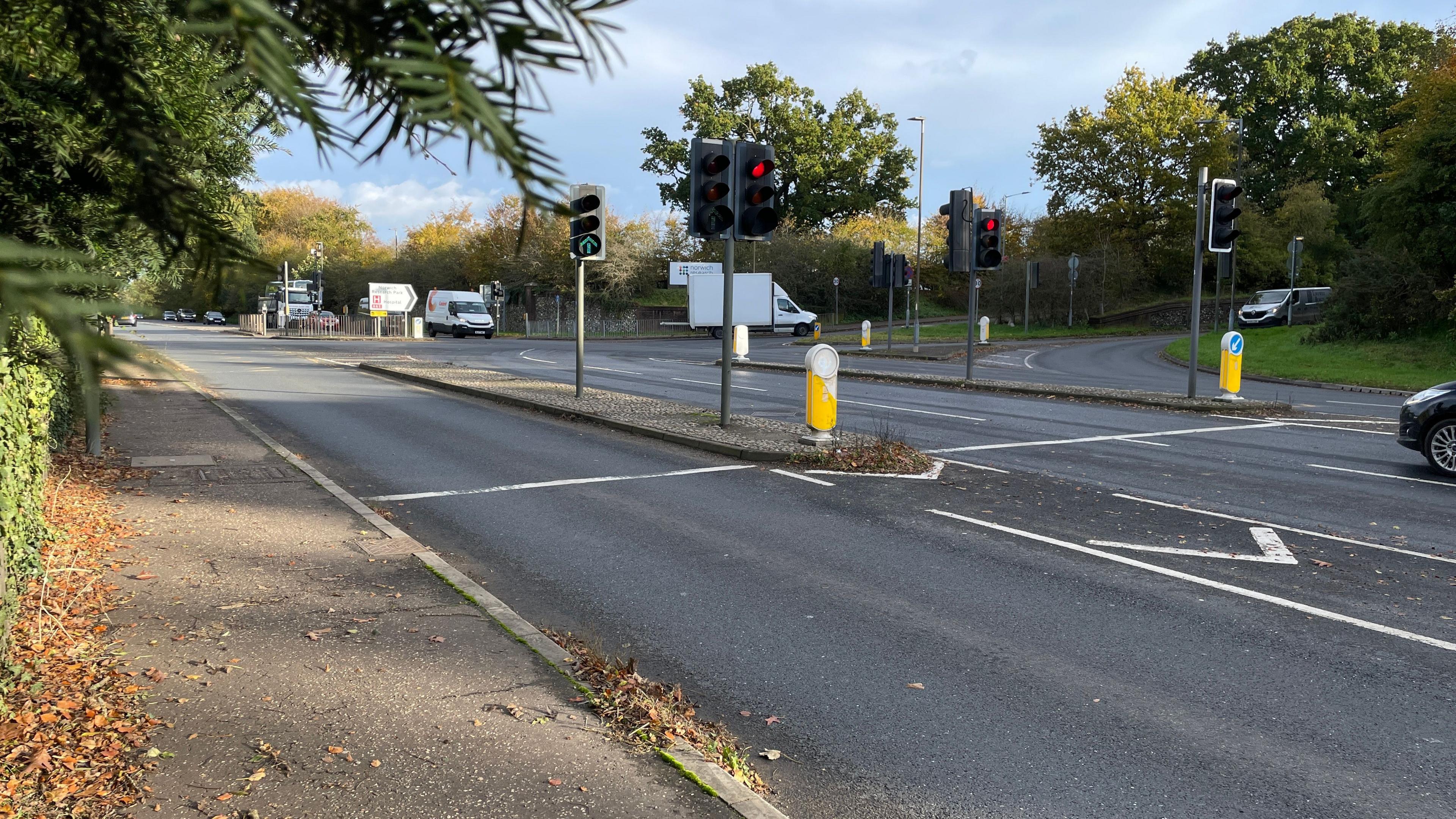 Watton Road at the junction with Colney Lane