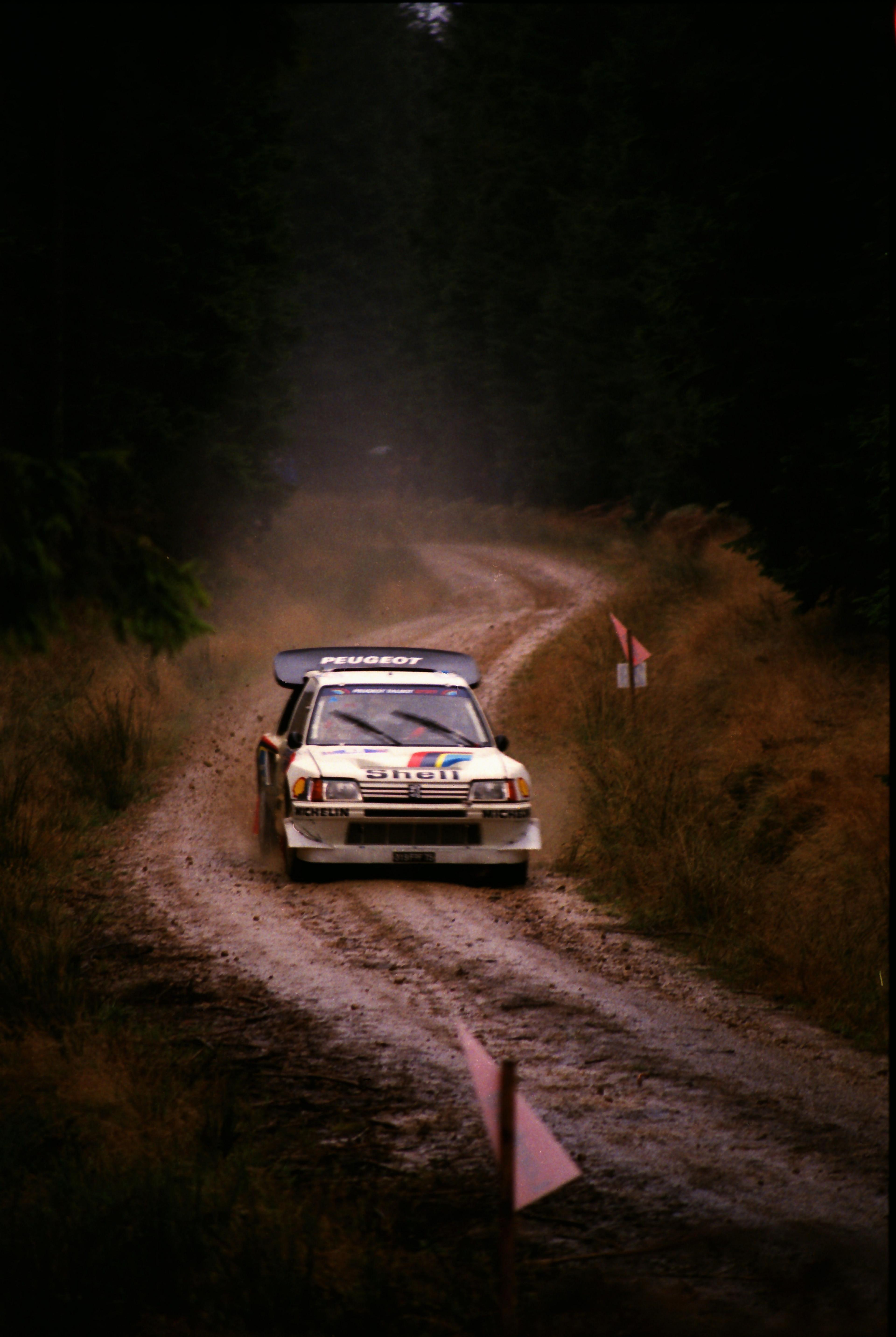 A Peugeot rally car in 1986