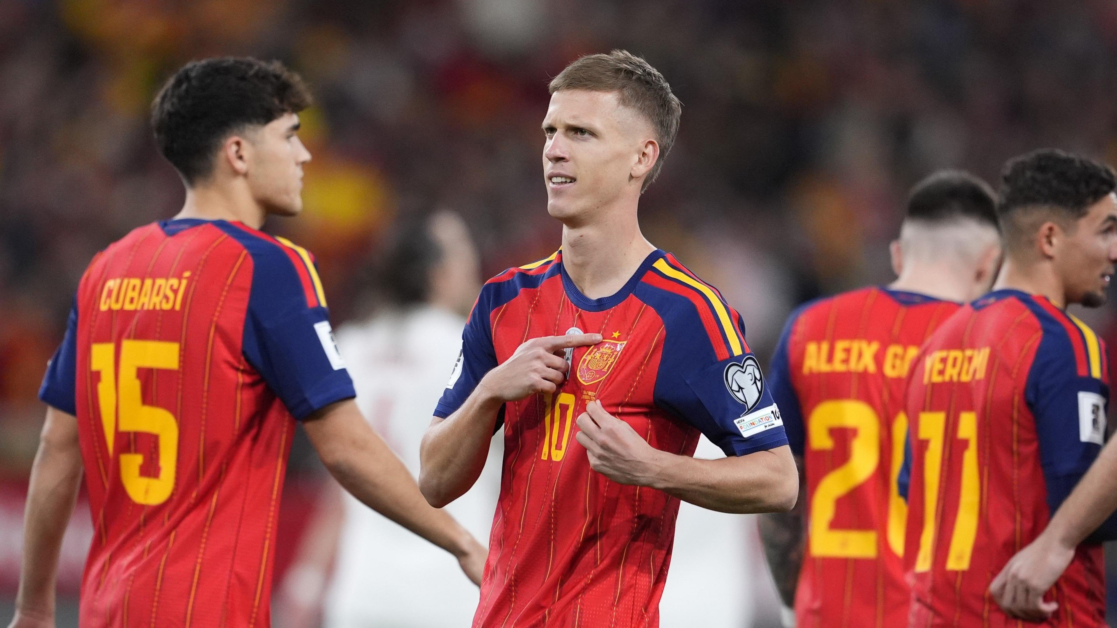 Spain celebrate goal against Turkey in World Cup qualifiers