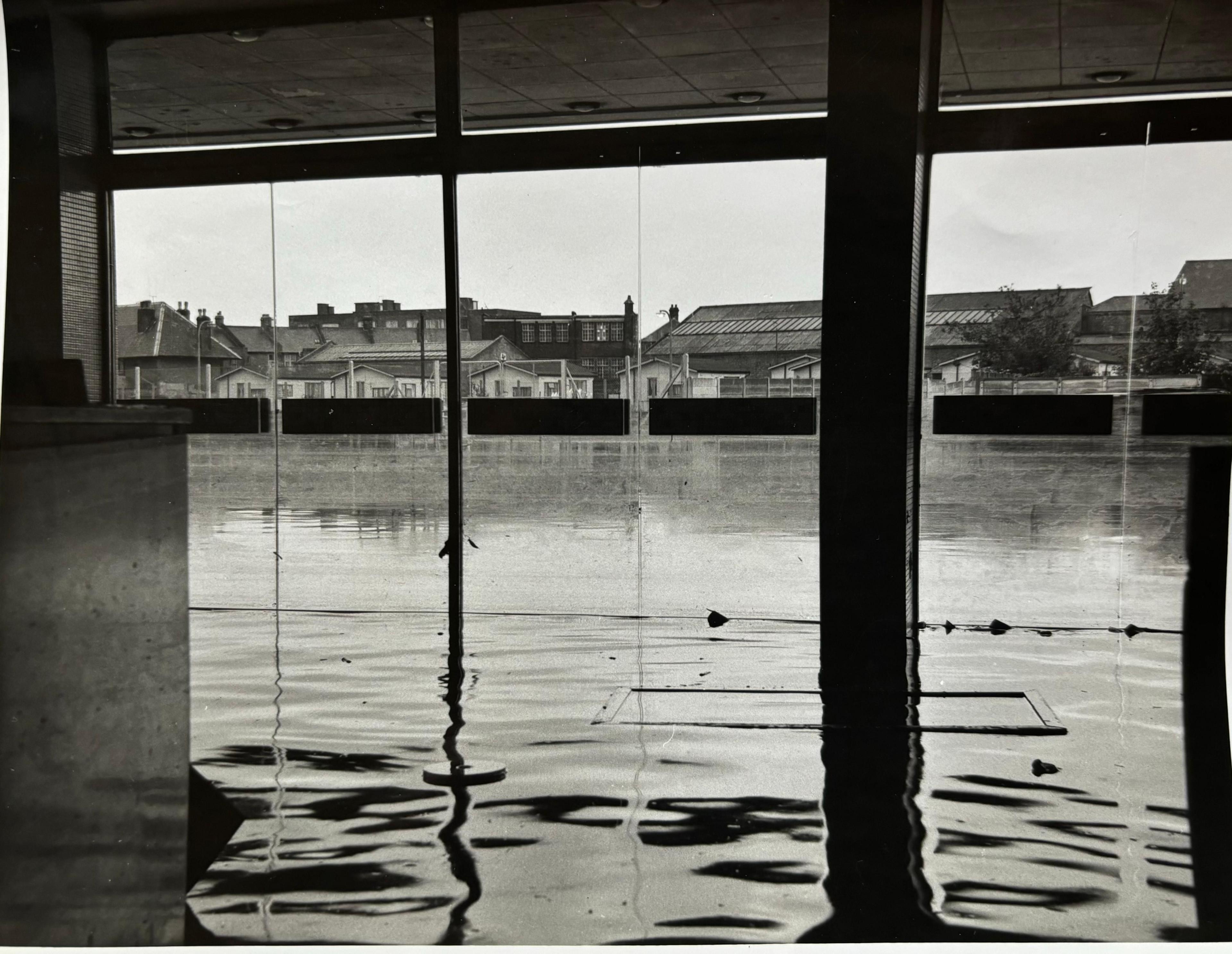 View of underwater Wimbledon stadium in 1968