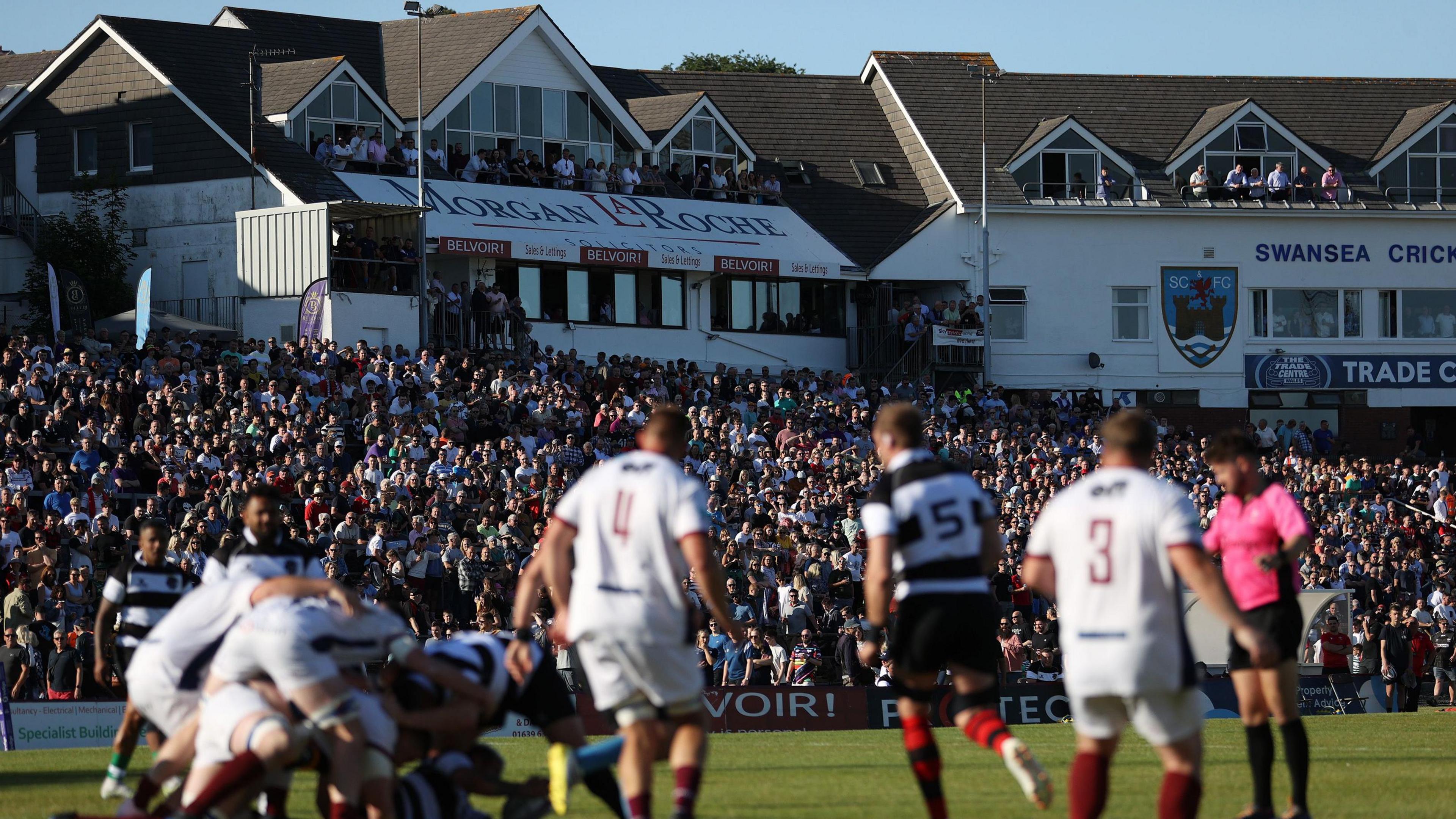 A rugby match at Swansea's St Helen's ground 