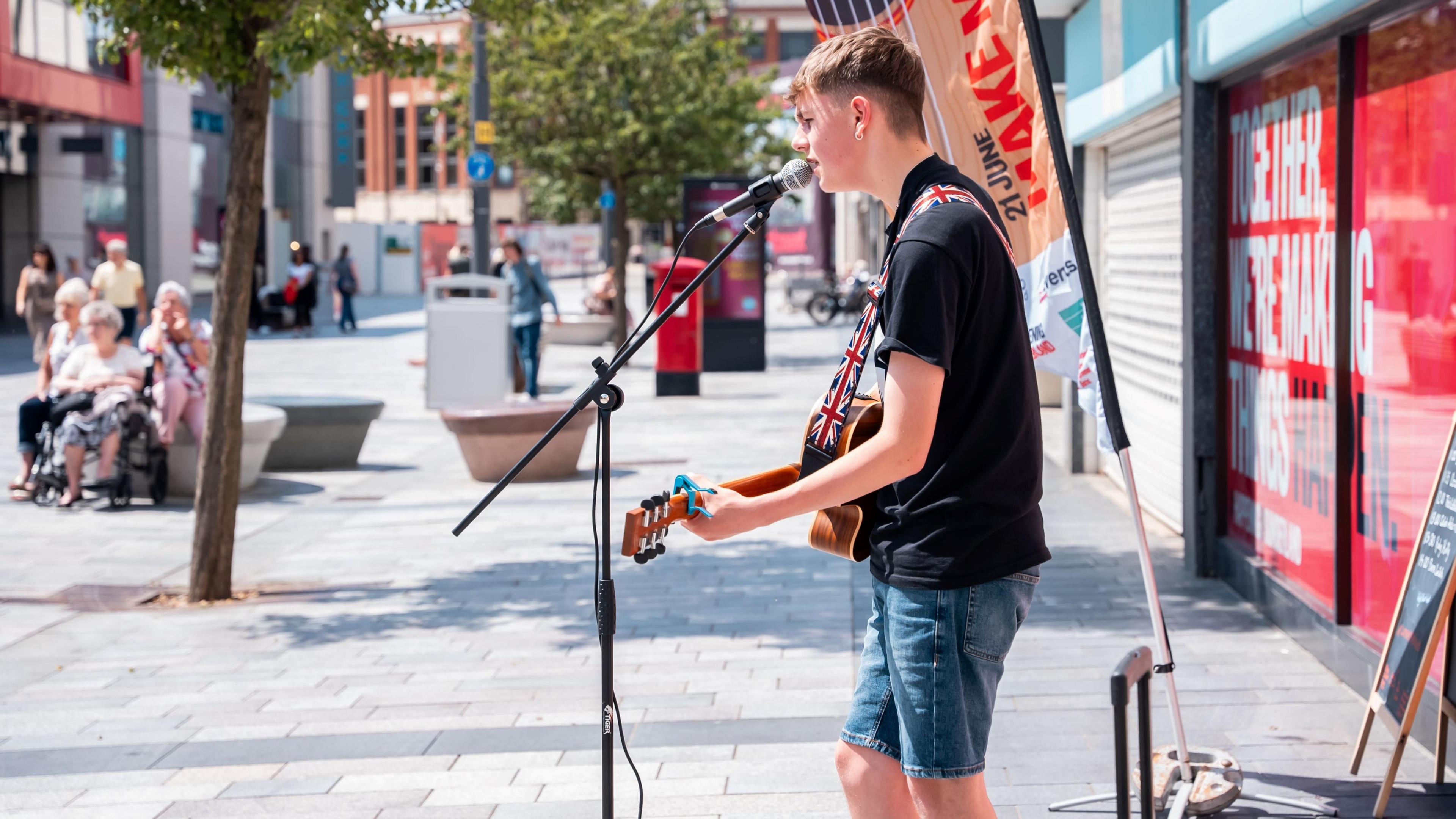 A performer on Make Music Day