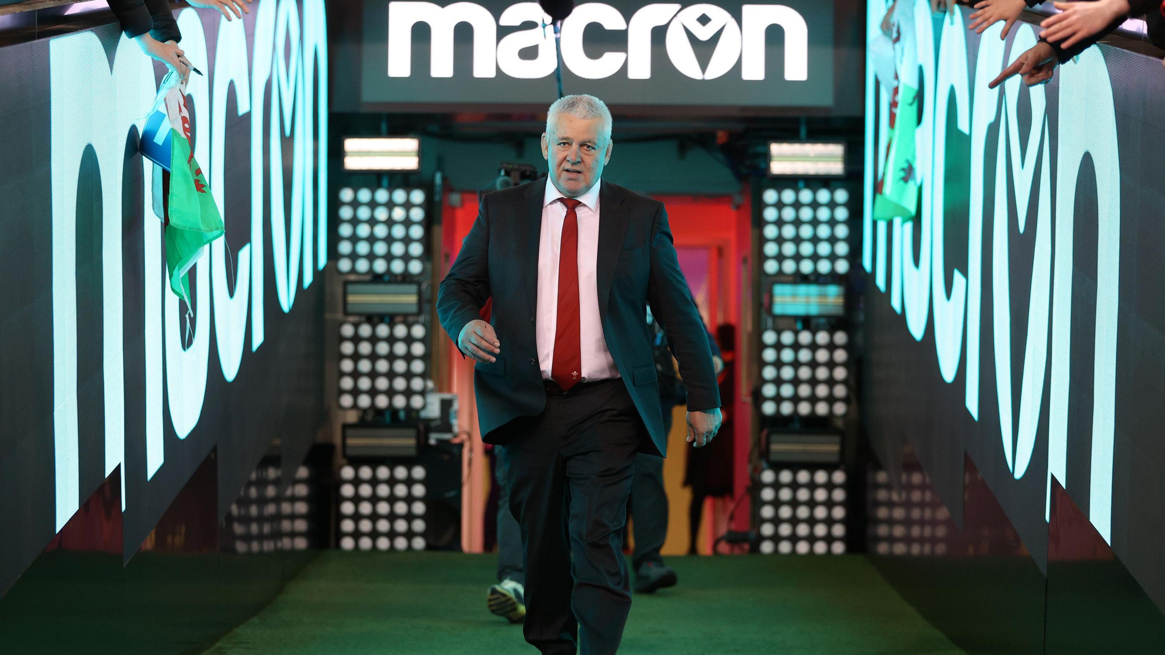 Warren Gatland walks out of the Principality Stadium tunnel ahead of Wales v Italy in the 2024 Six Nations