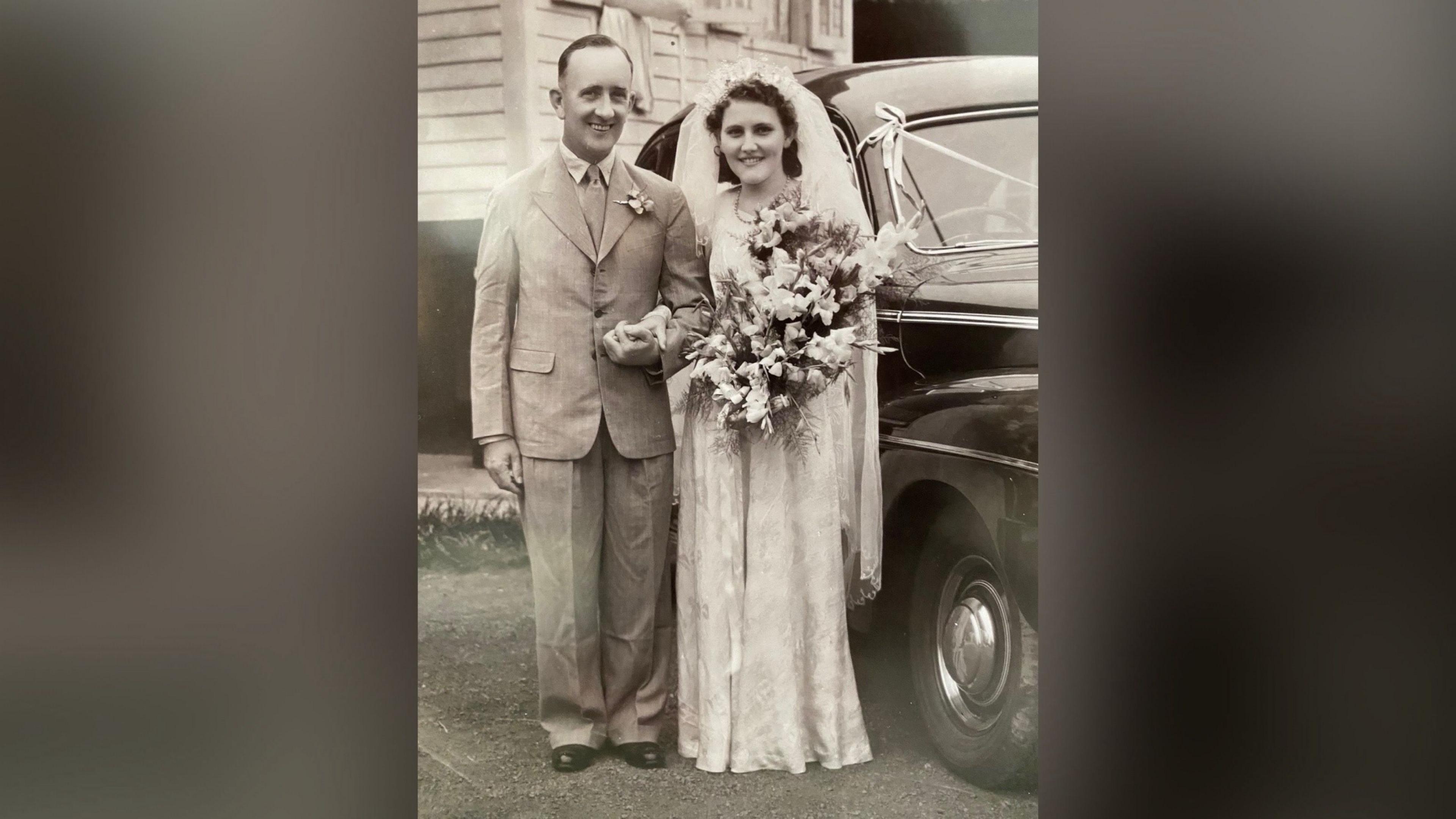 Olga and James Henderson on their wedding day