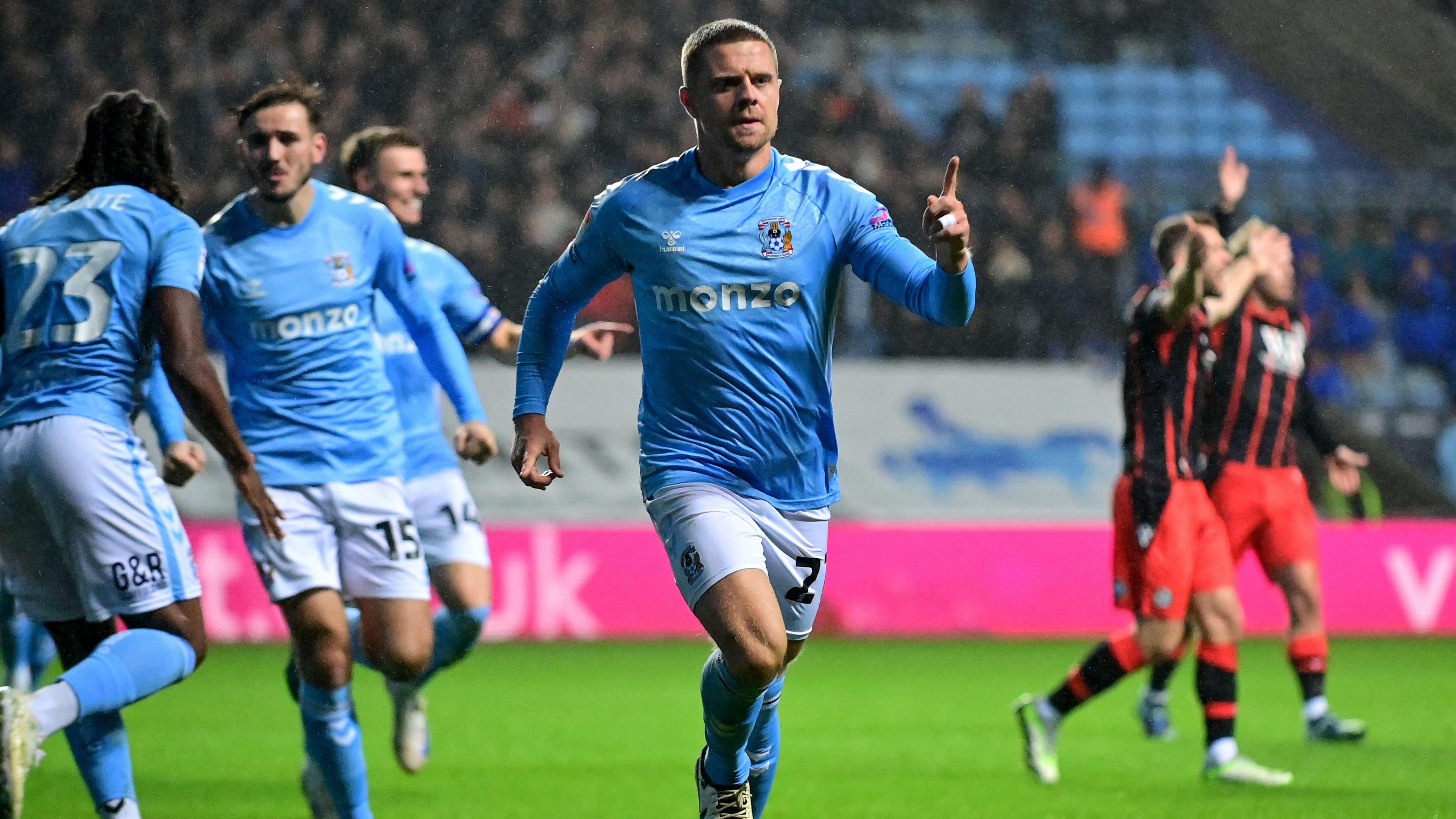 Jake Bidwell celebrates scoring for Coventry City 