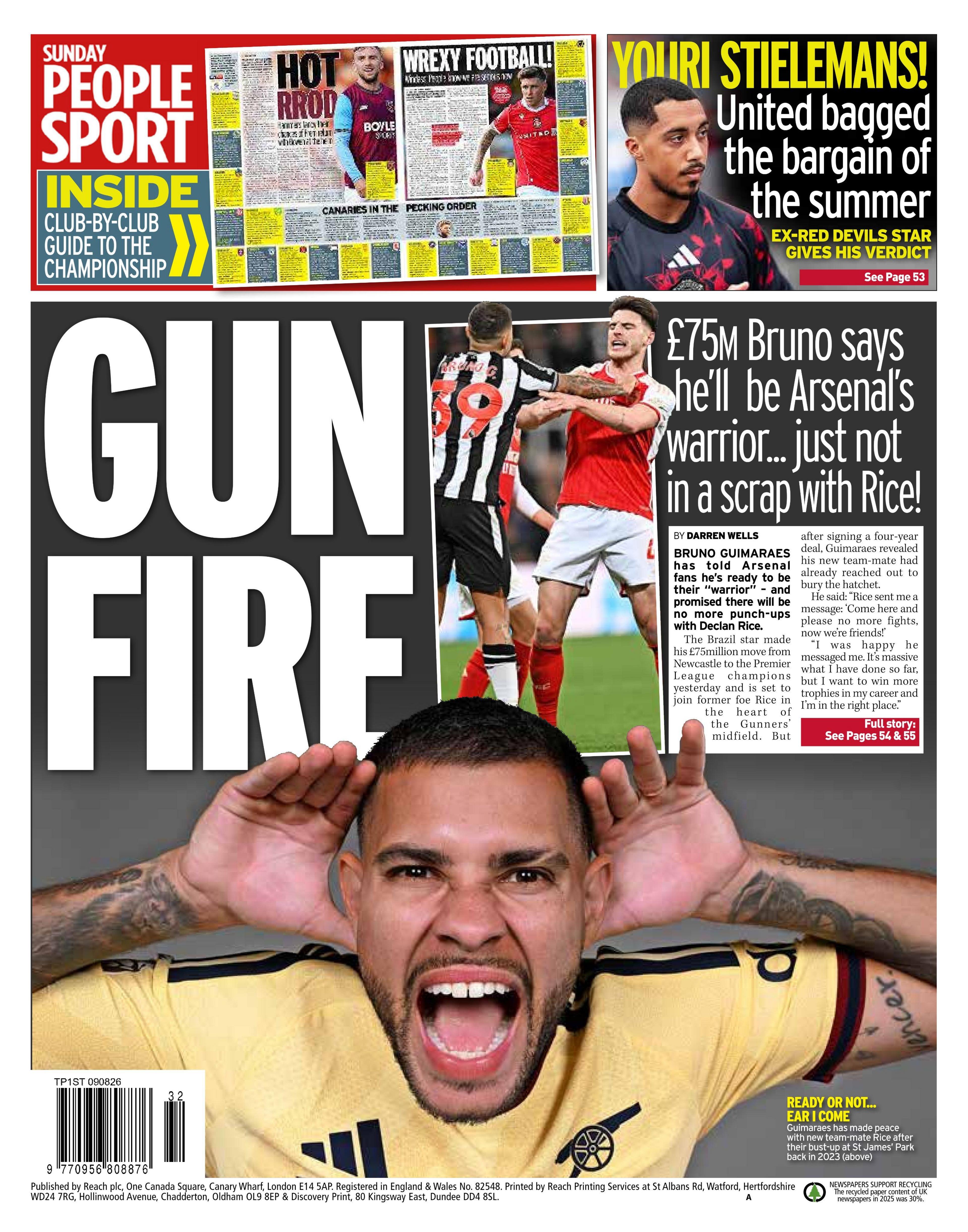 Back page of the Sunday People on 9 August 2026