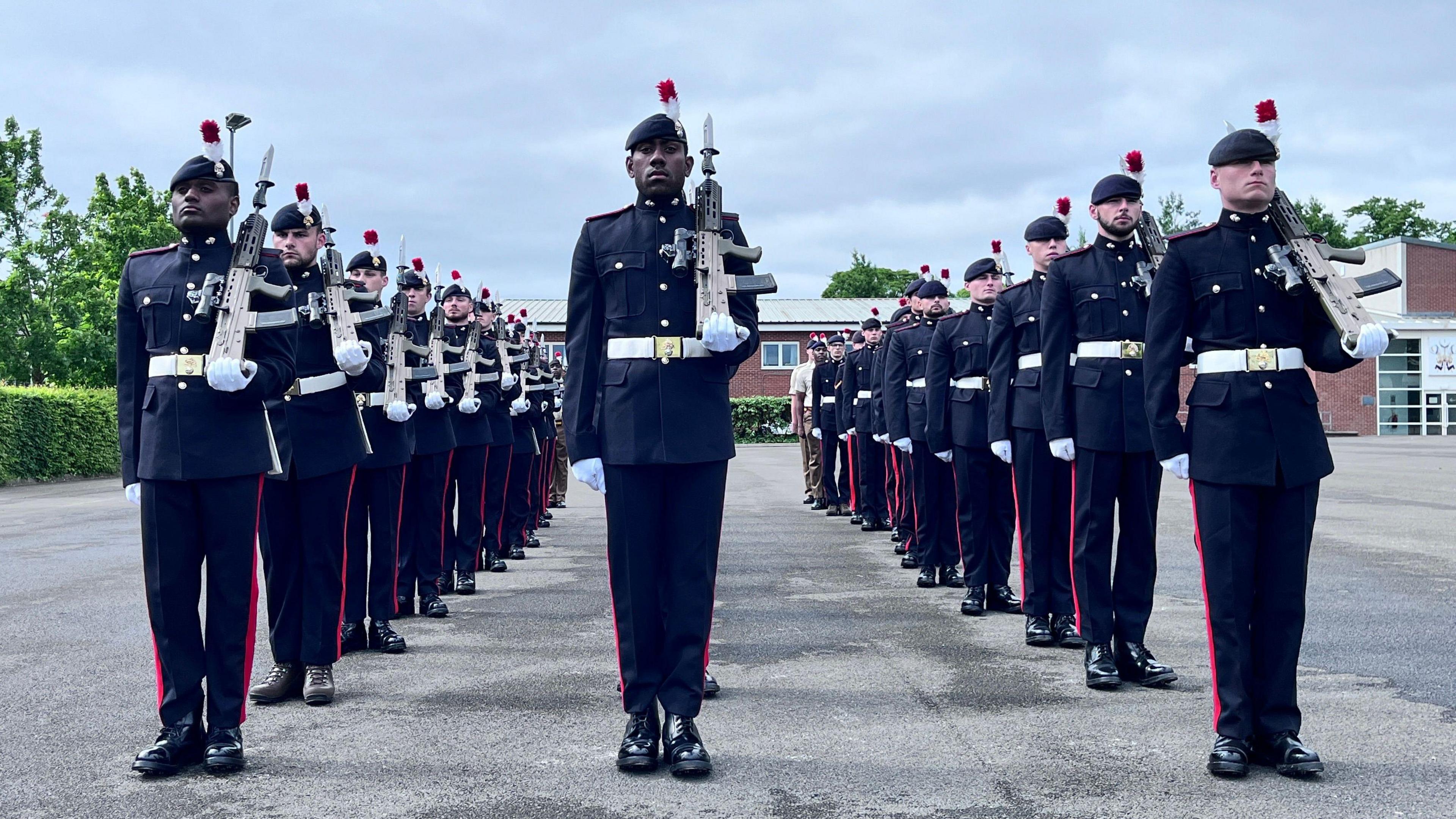 The battalion lined up as part of the rehearsal