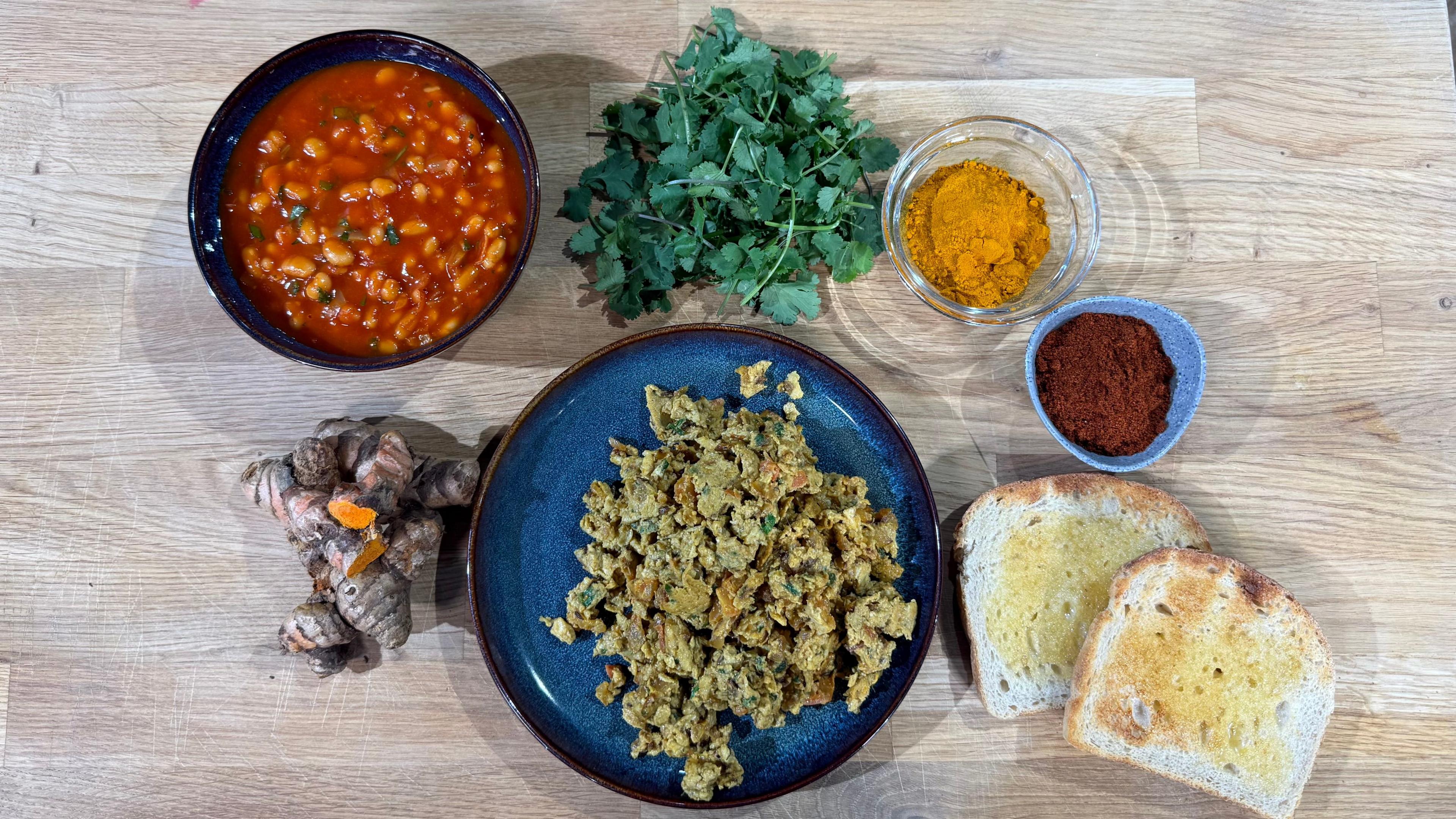 Maunika's anda bhurji and masala beans