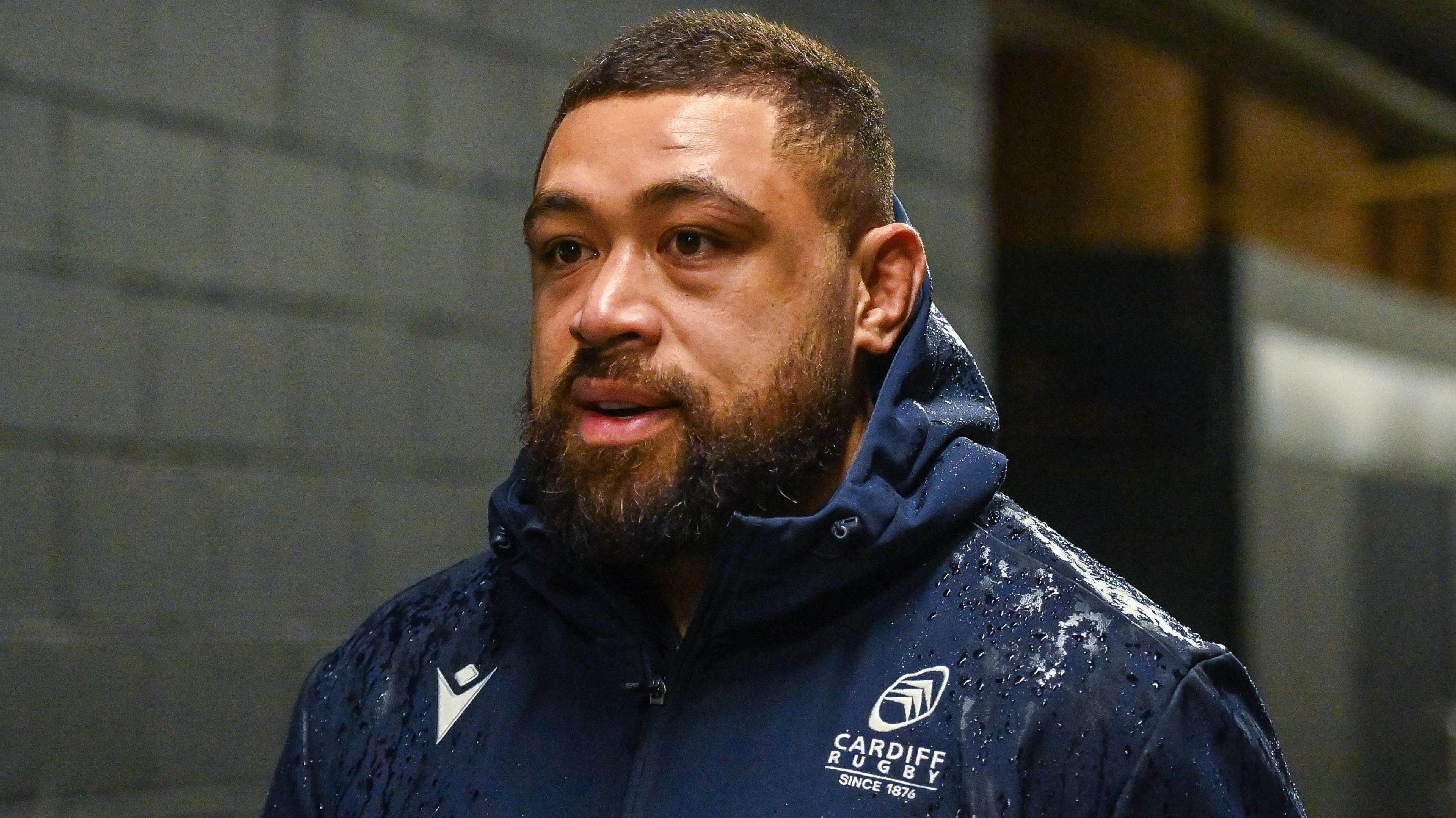 Taulupe Faletau arrives with Cardiff for their game at Bulls