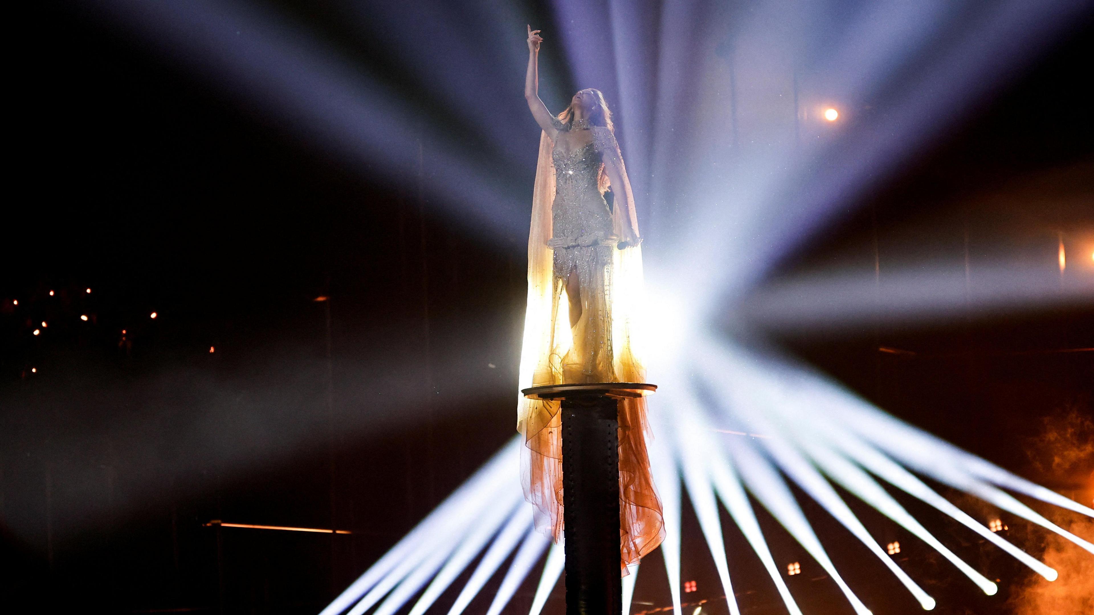 Delta Goodrem performing for Australia.
