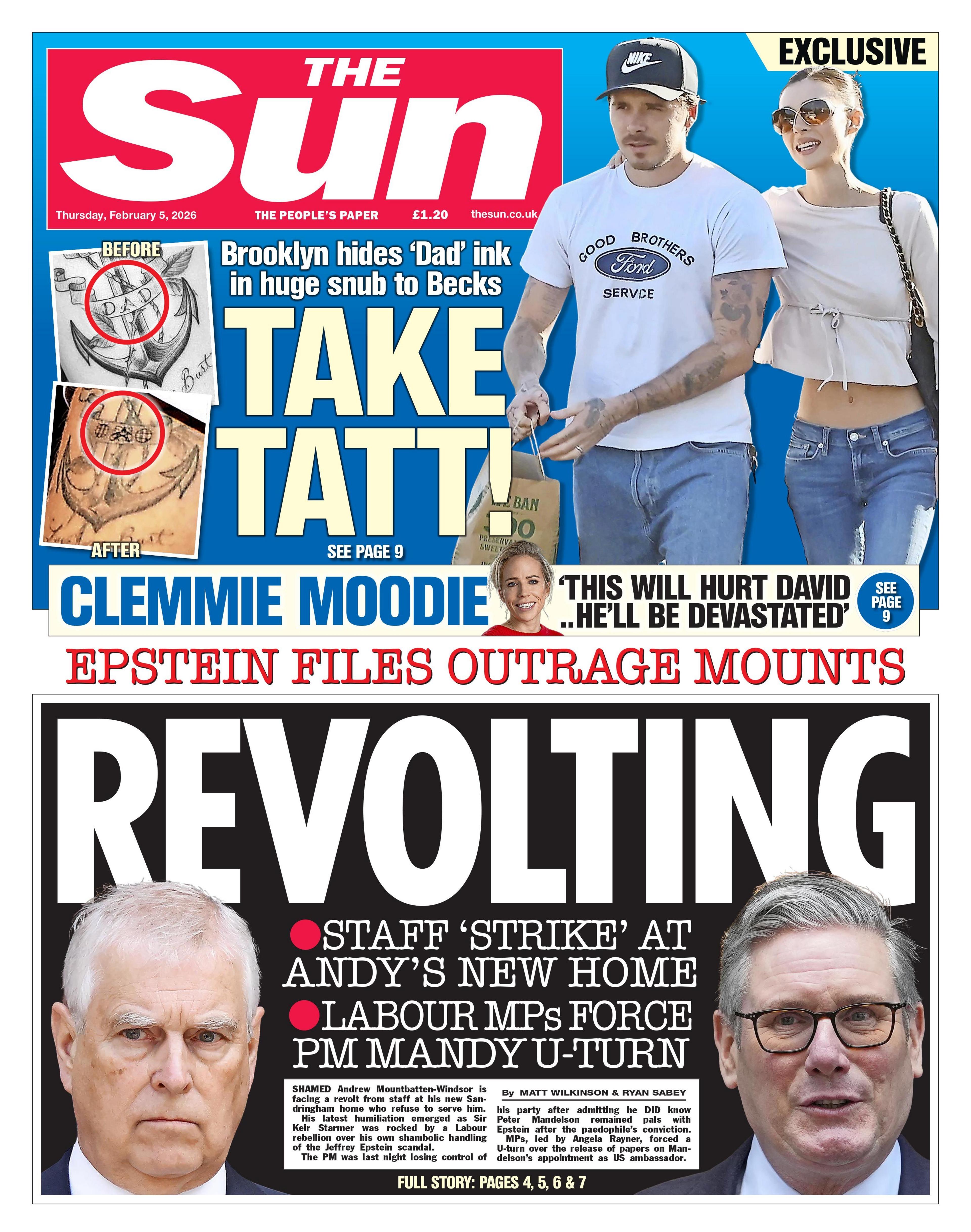 "Epstein paraqet zemërim në rritje: Revoltuese", shkruan titulli në faqen e parë të gazetës The Sun.