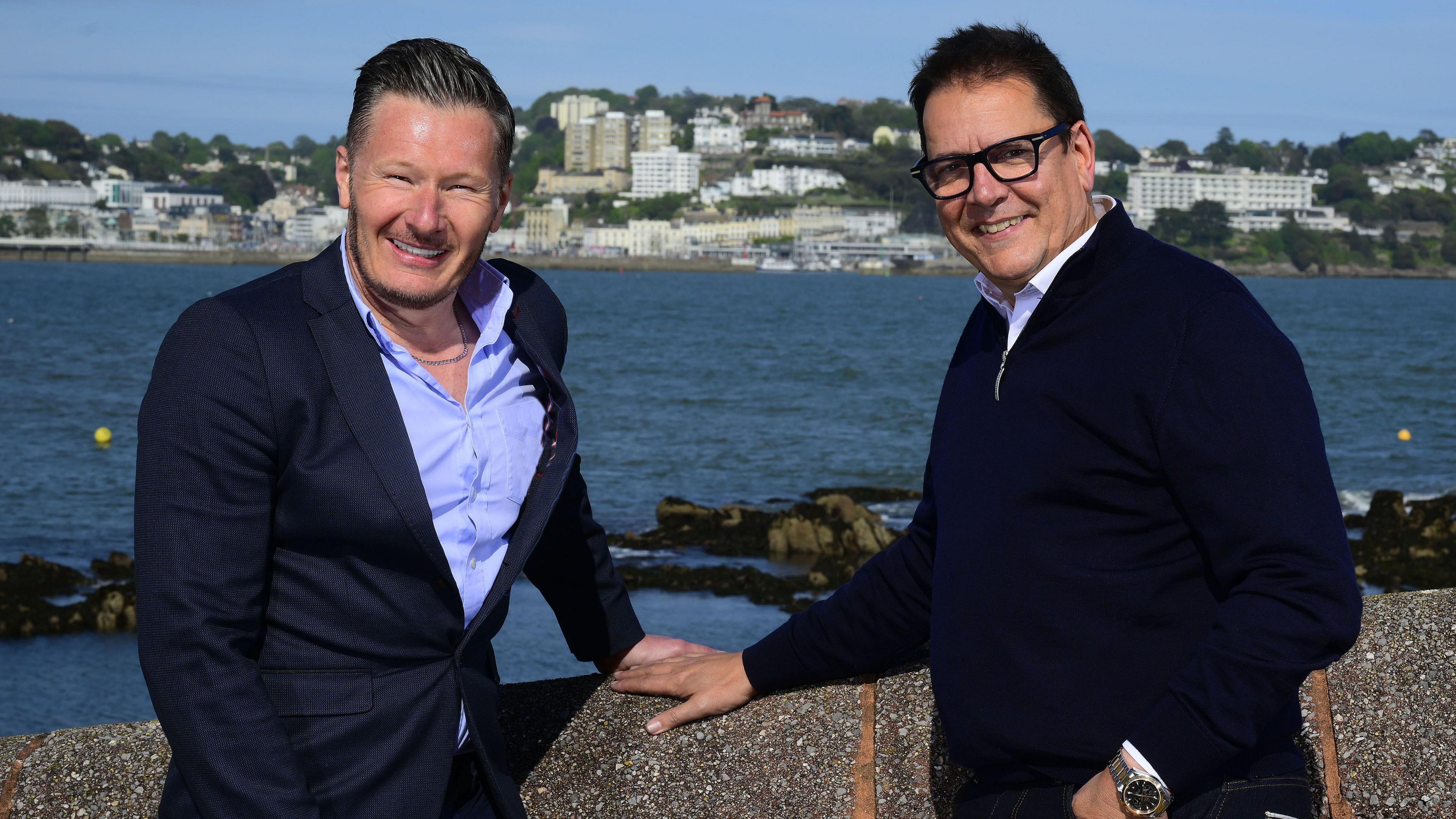 Torquay United co-chairmen Mark Bowes-Cavanagh (left) and Michael Westcott 