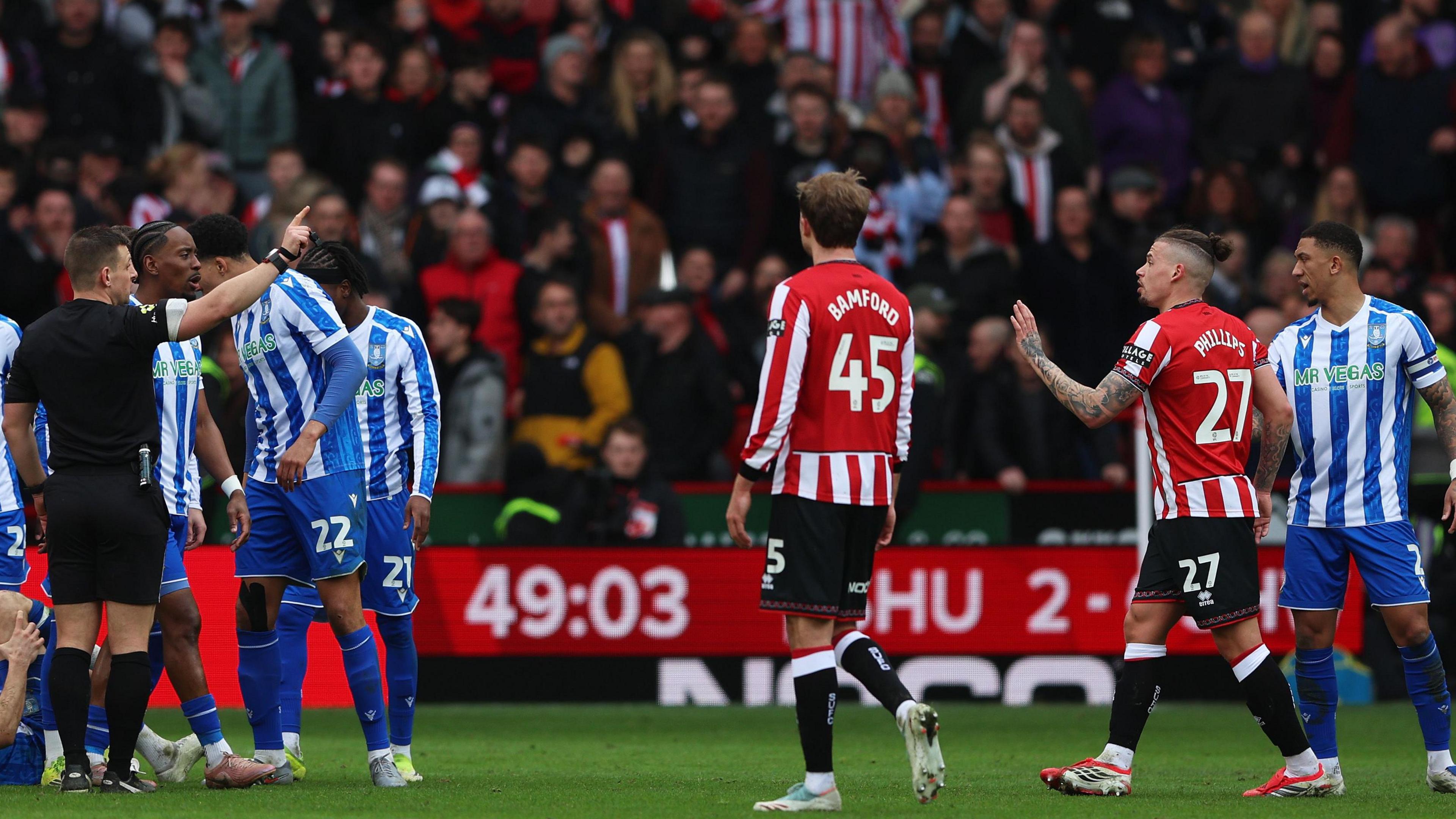 Kalvin Phillips is sent off for Sheffield United