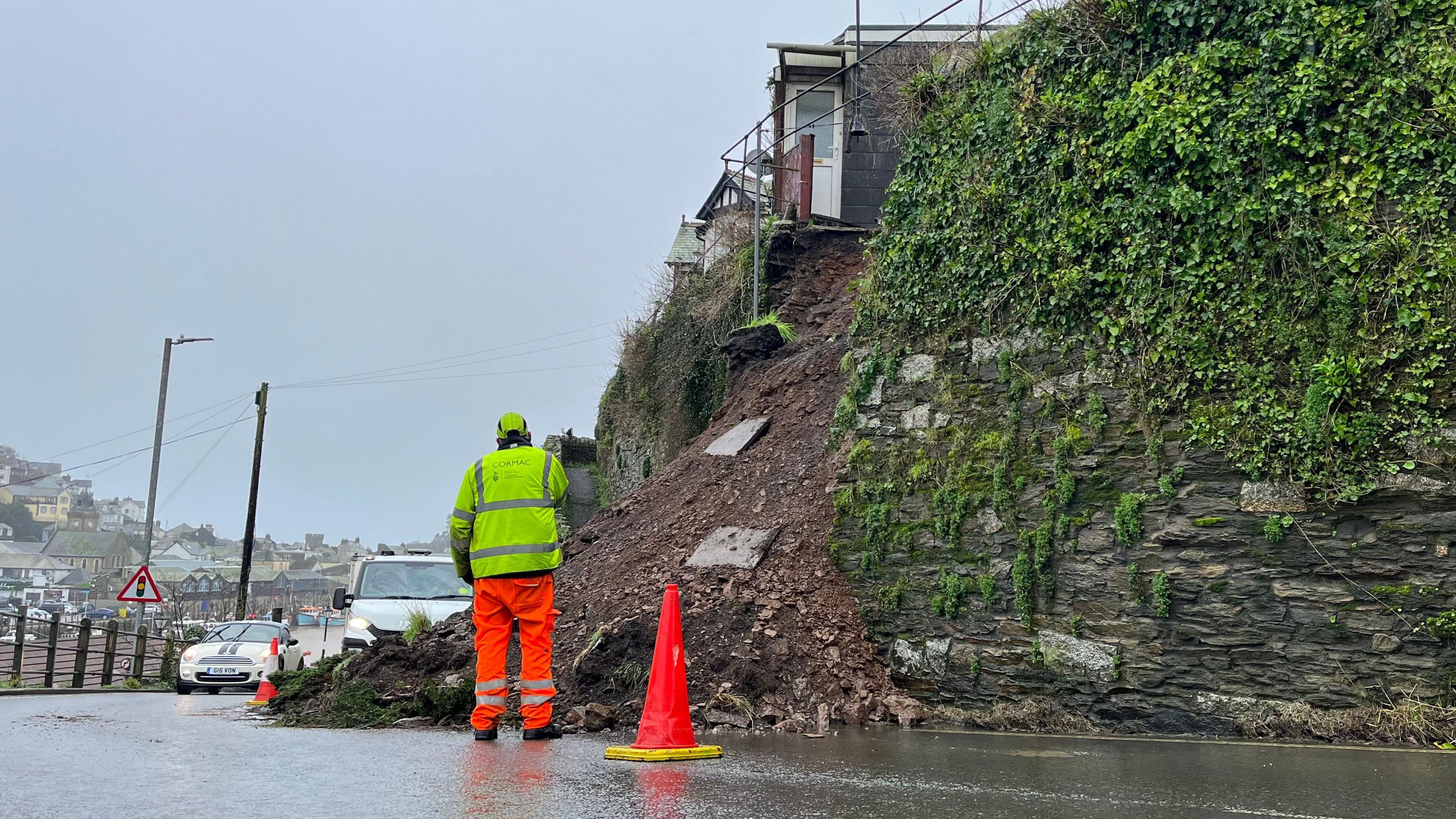 Landslide in Looe in February 2024