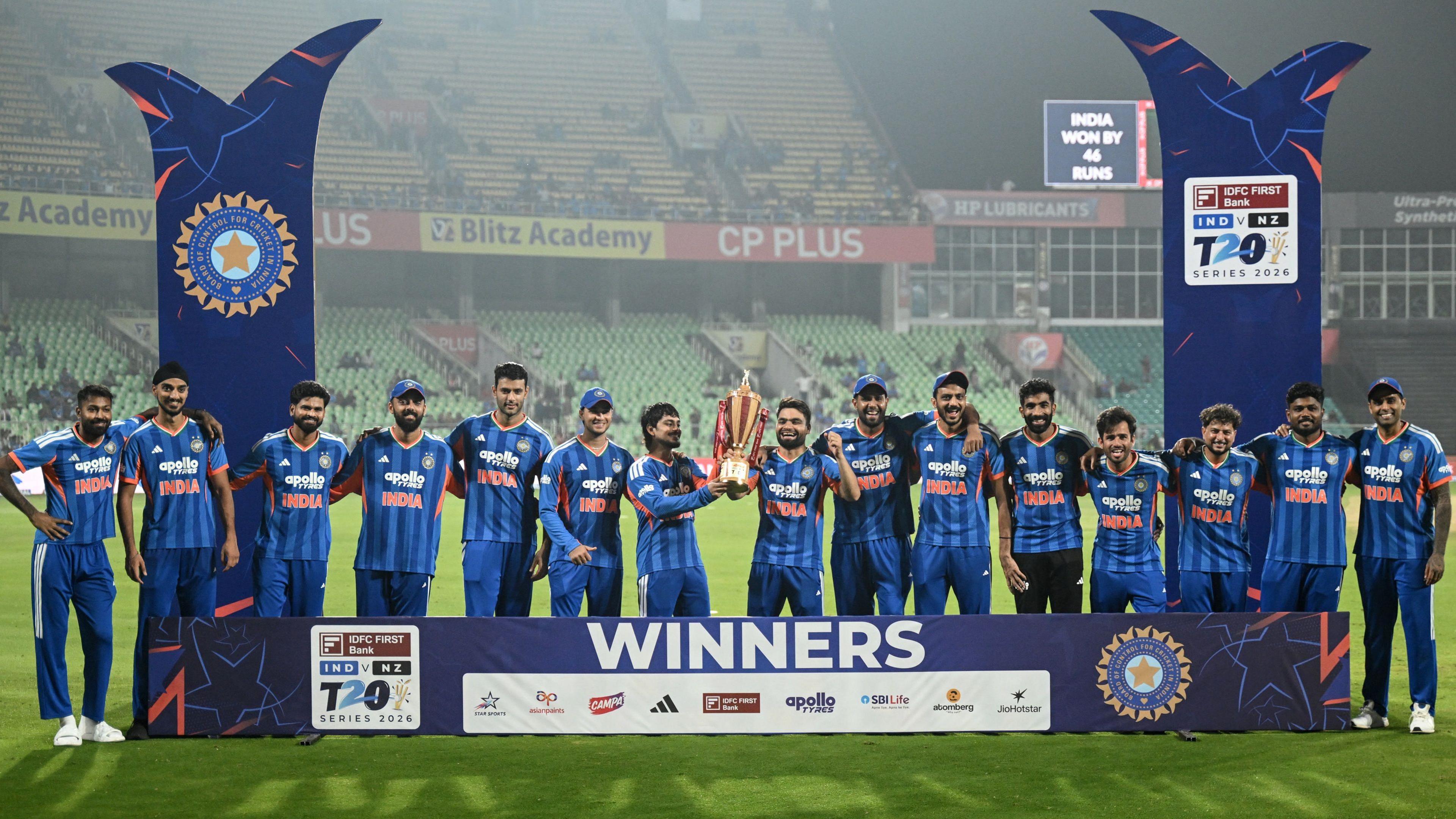 India with the Twenty20 series trophy