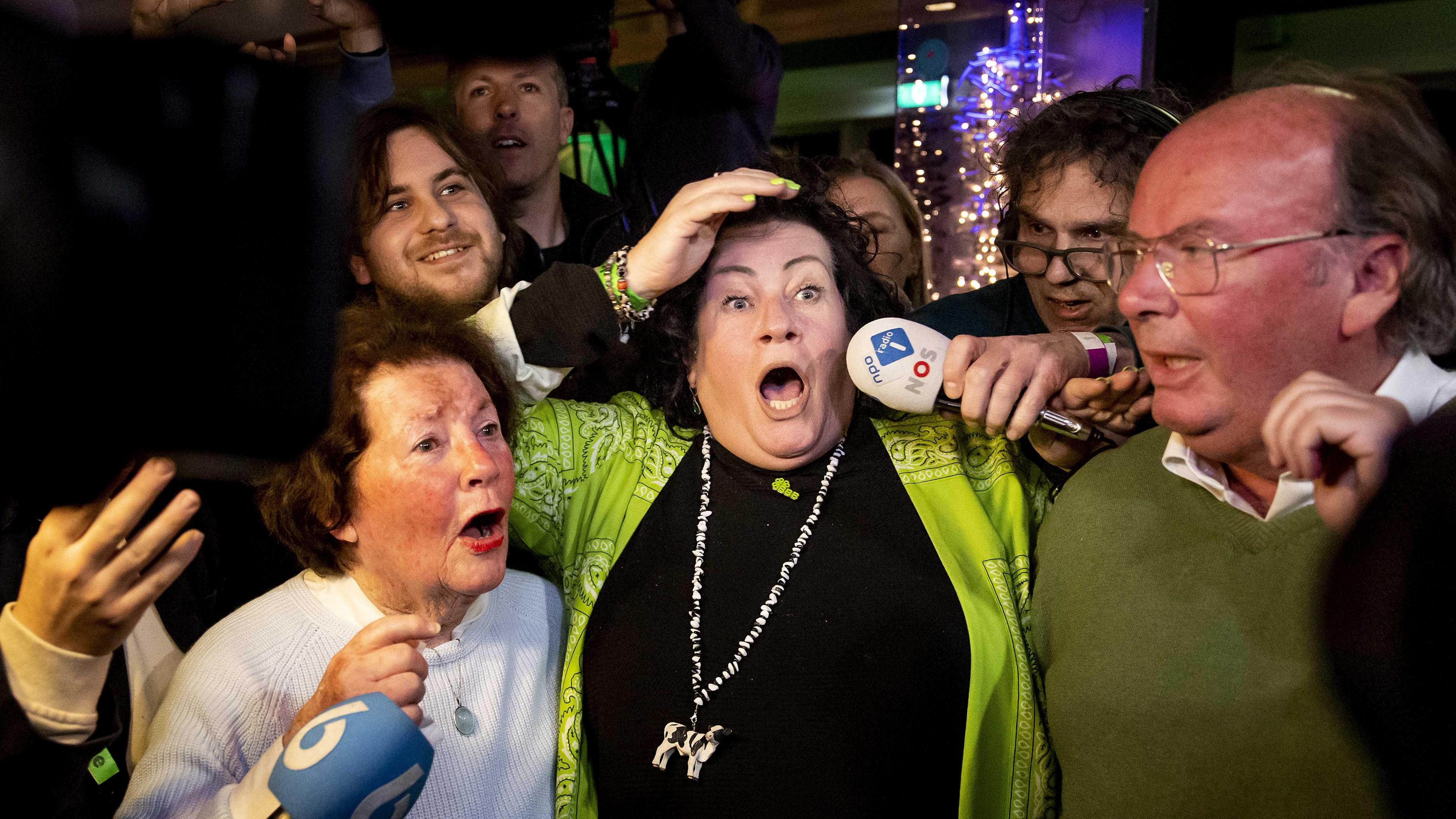 Leader of the BBB political party Caroline van der Plas reacts to the results for the Provincial Council elections in Bathmen, the Netherlands, 15 March 2023