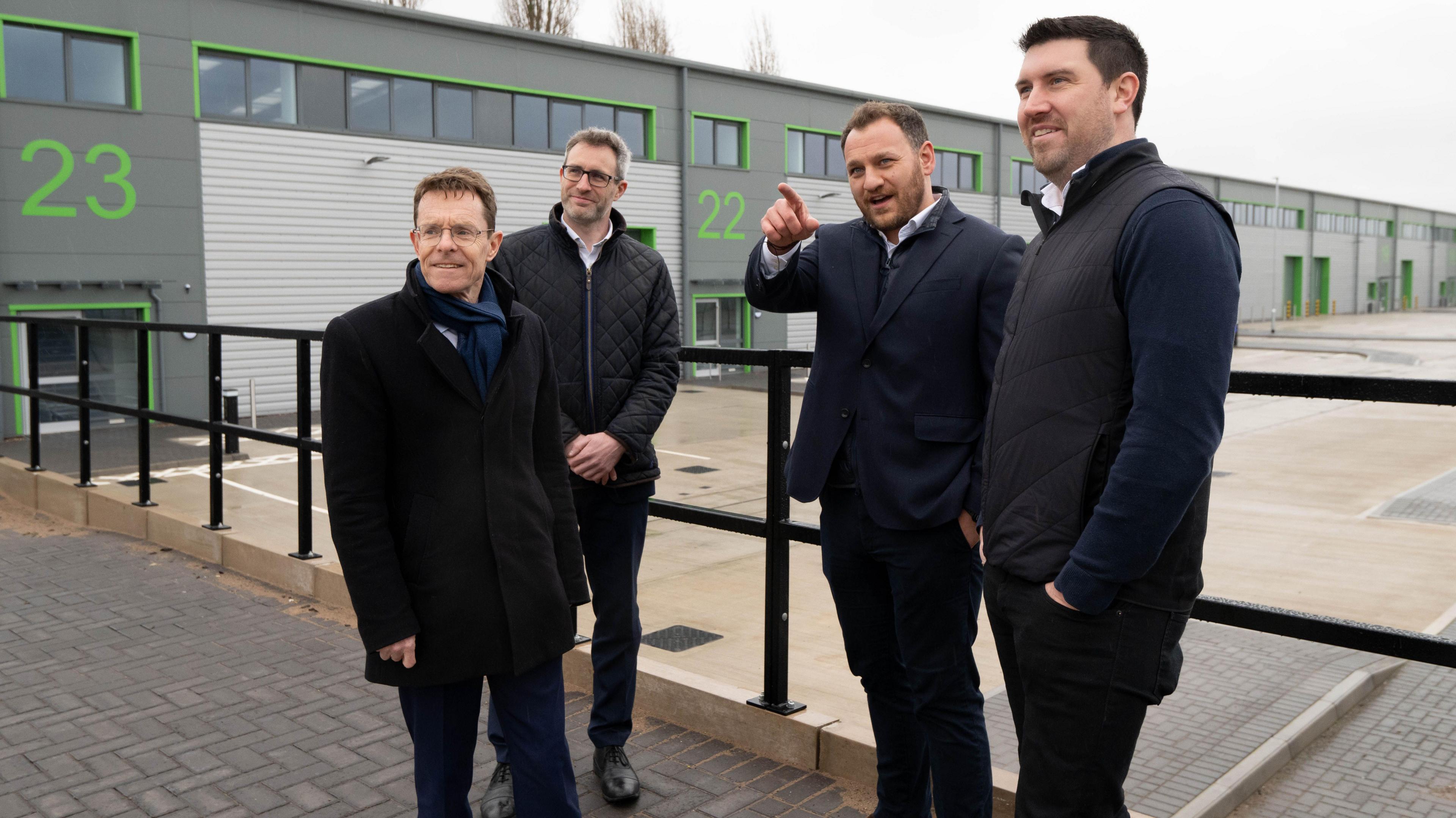 (L-R): Andy Street, Mayor of the West Midlands and WMCA chair; Ed Bradburn, FDC investment director; Rob Watts, development manager at Chancerygate and Dan Powers, project management director at Holbrook Park in Coventry