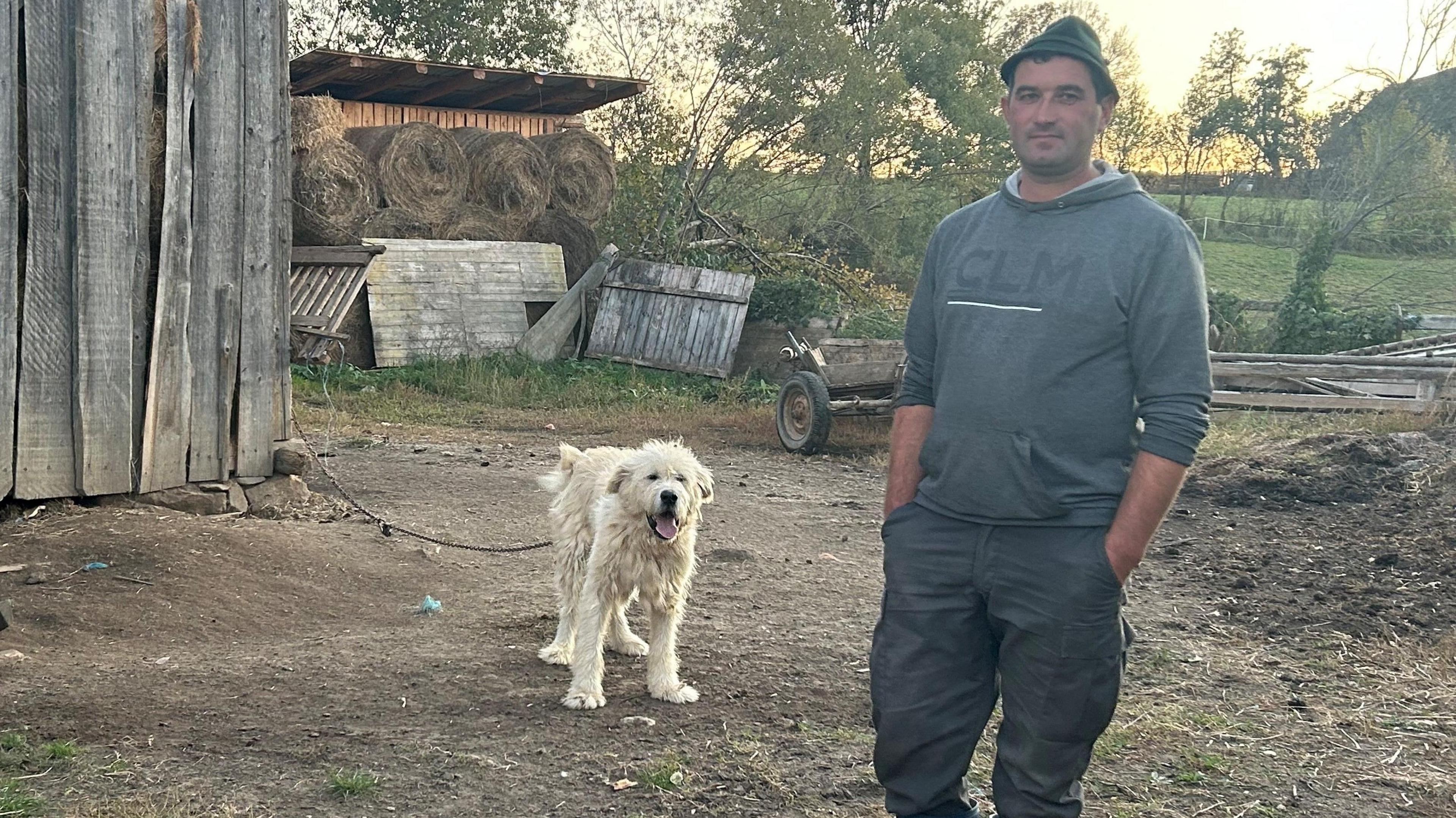 Jozsef (right) and his dog (left, name unknown)