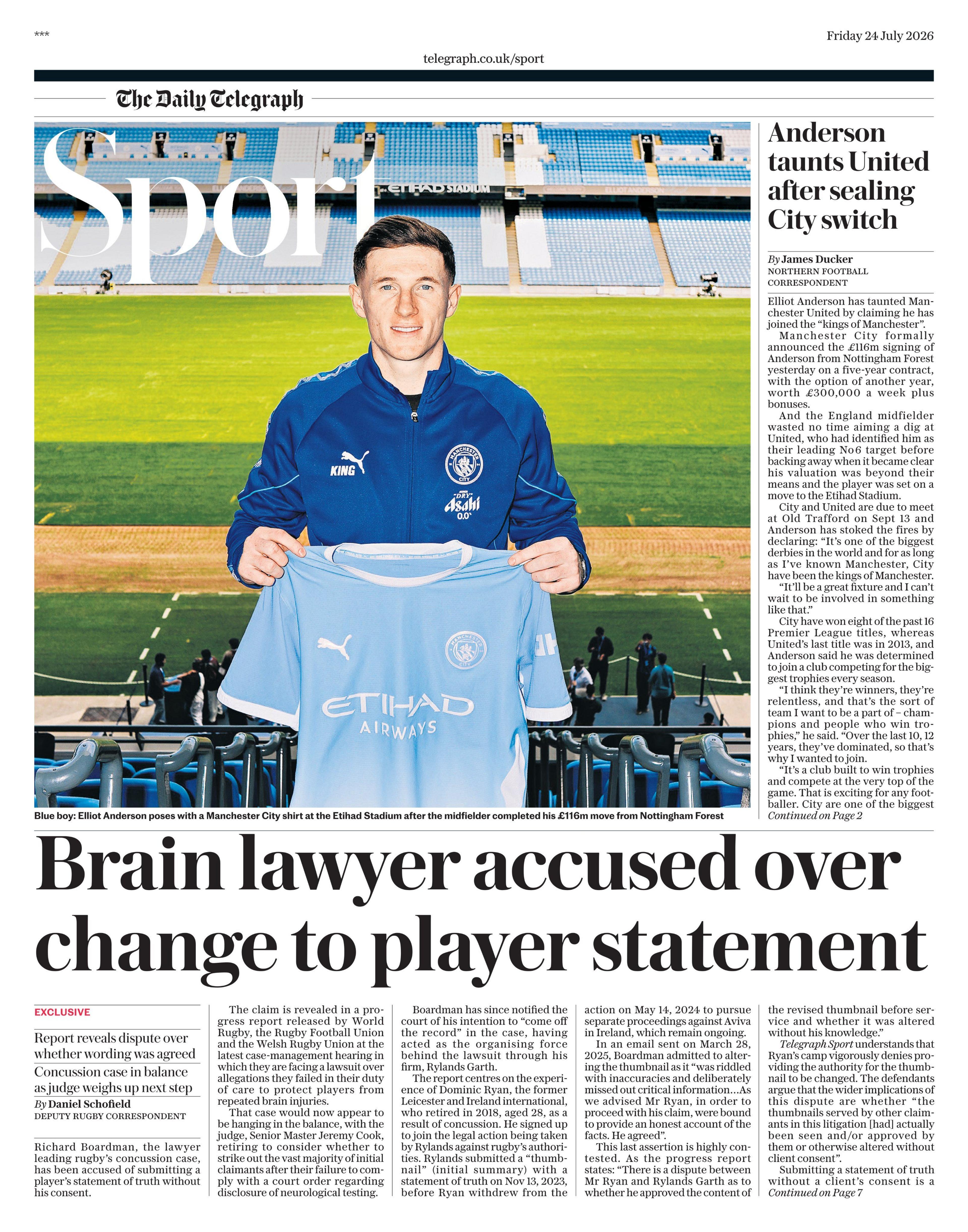 Telegraph sports section
