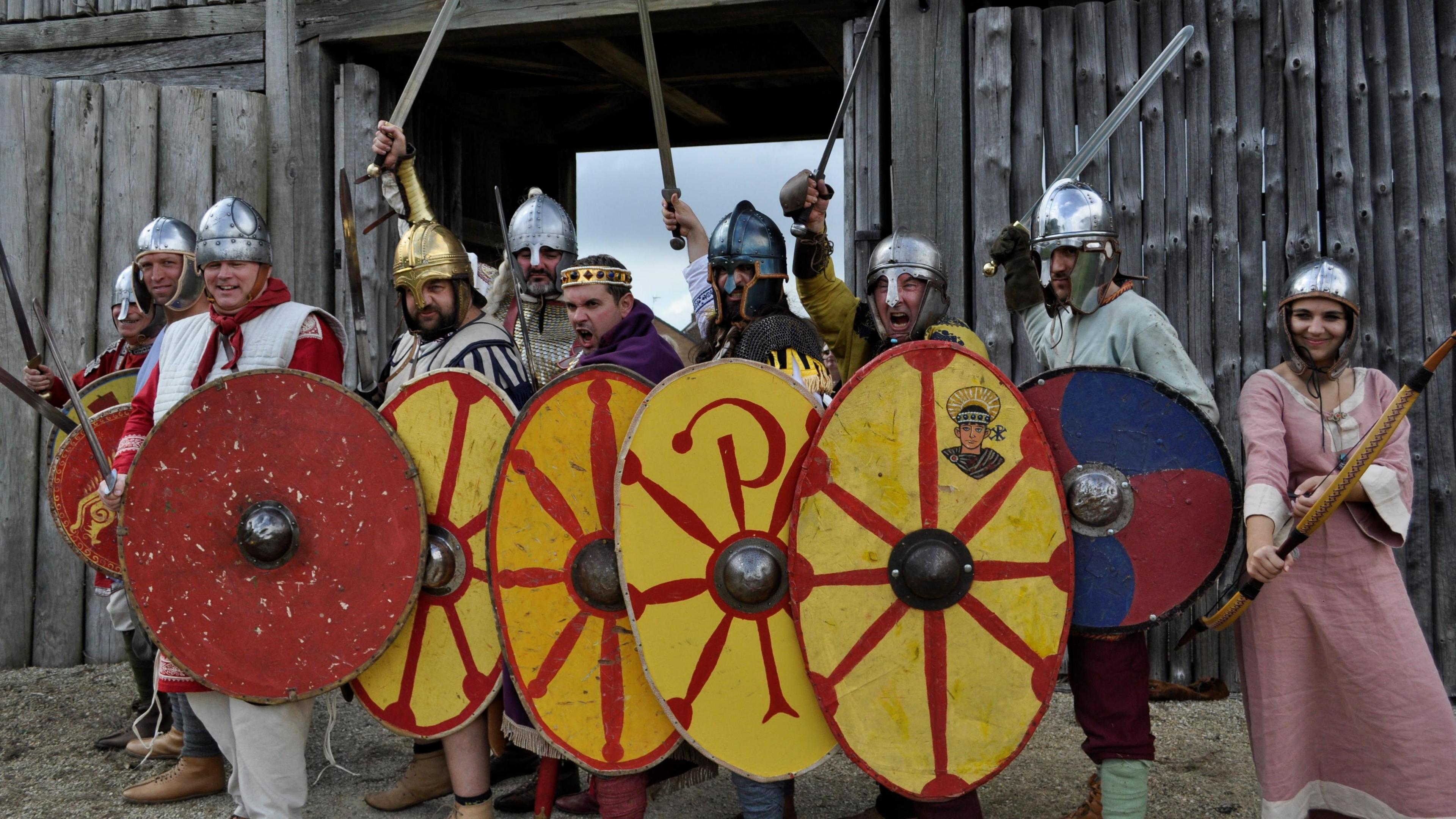 Participants at the Lunt Roman Festival